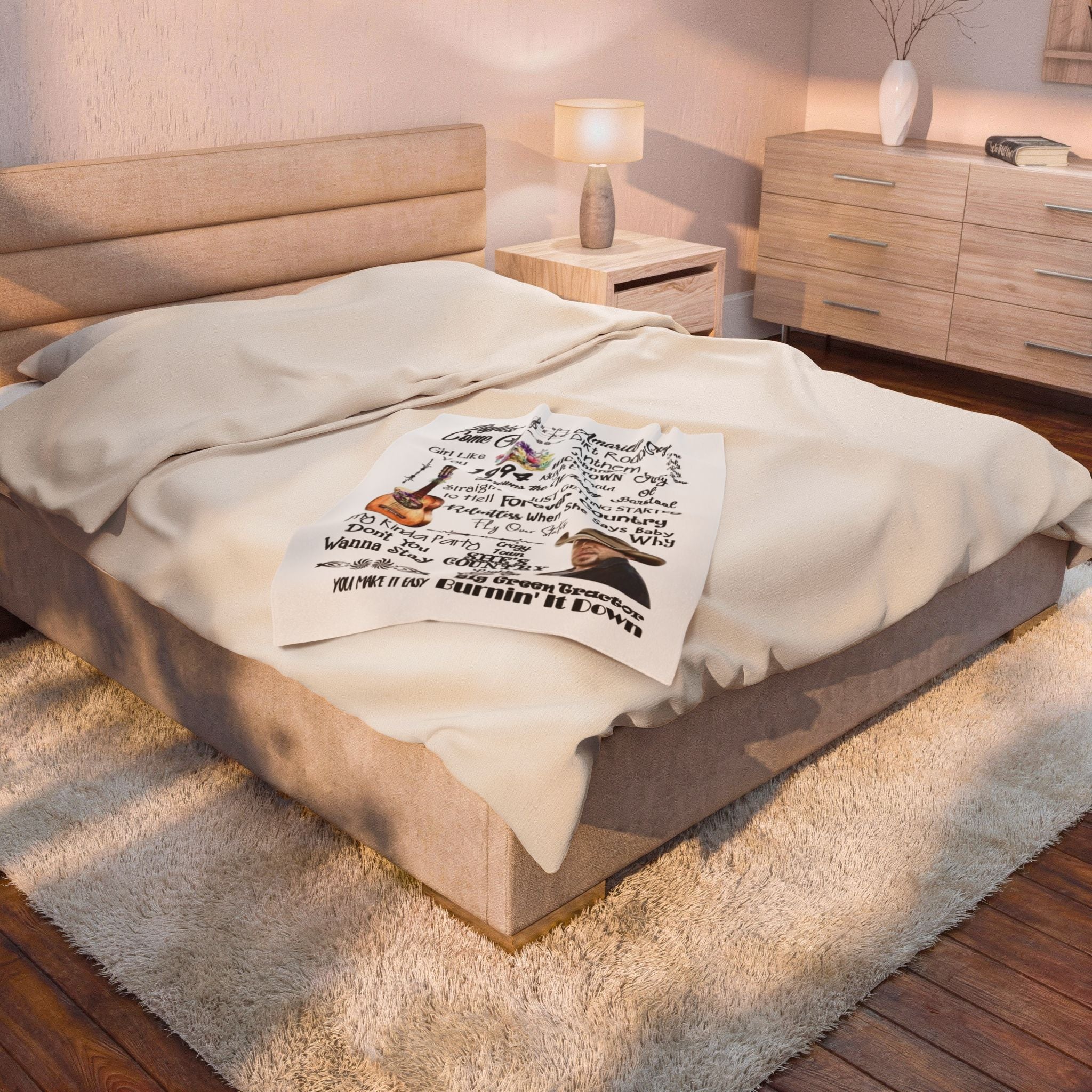 Country Music Lyric Velveteen Plush Blanket