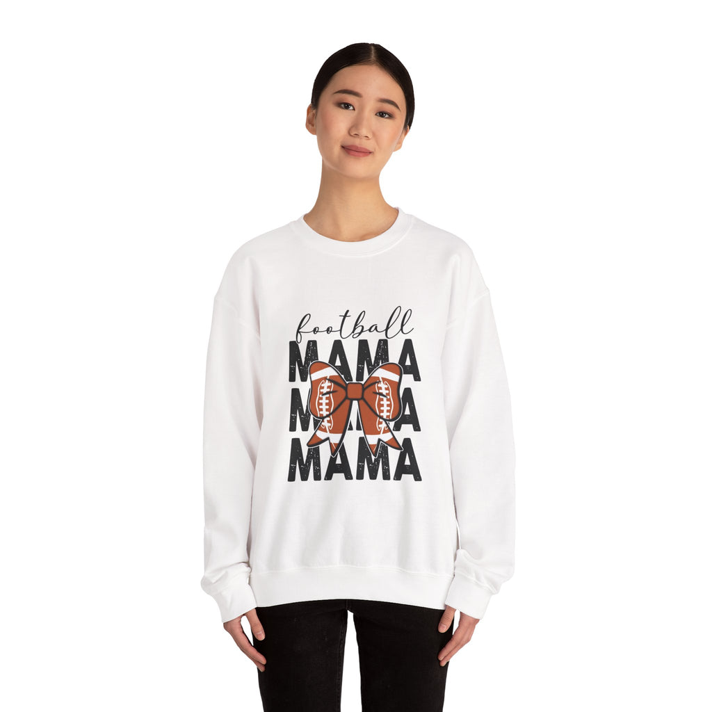 Football Mama Crewneck Sweatshirt — 'Football Mama Mama Mama' Bow Design
