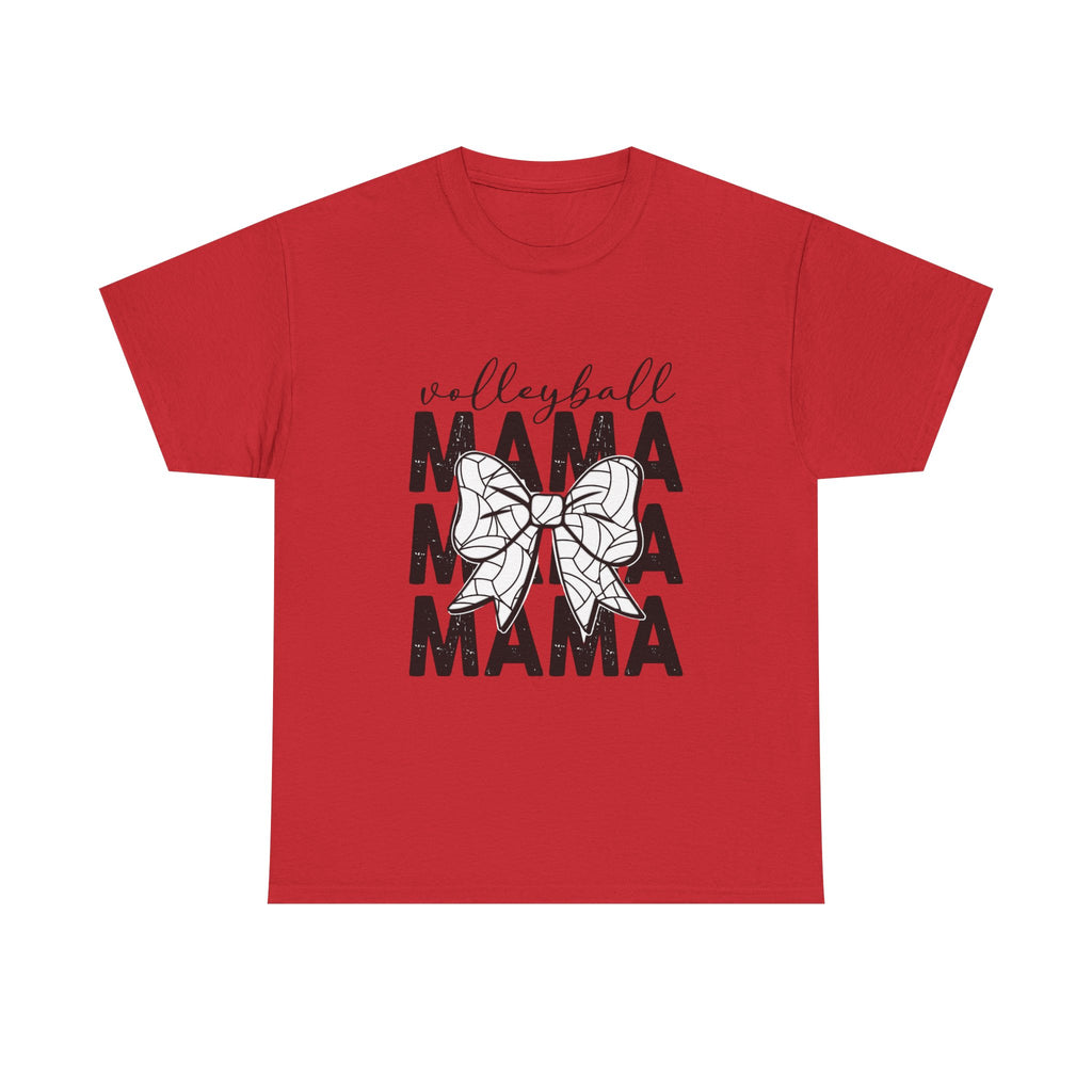 Volleyball Mama T-Shirt — Sporty Mom Graphic Tee with Volleyball Bow