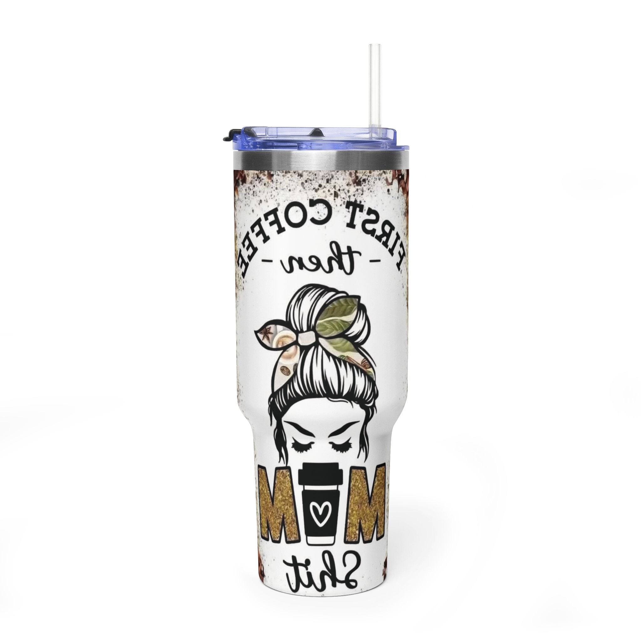 40oz Coffee Mom Tumbler – ‘First Coffee Then Mom’ Vacuum Thermal Travel Cup