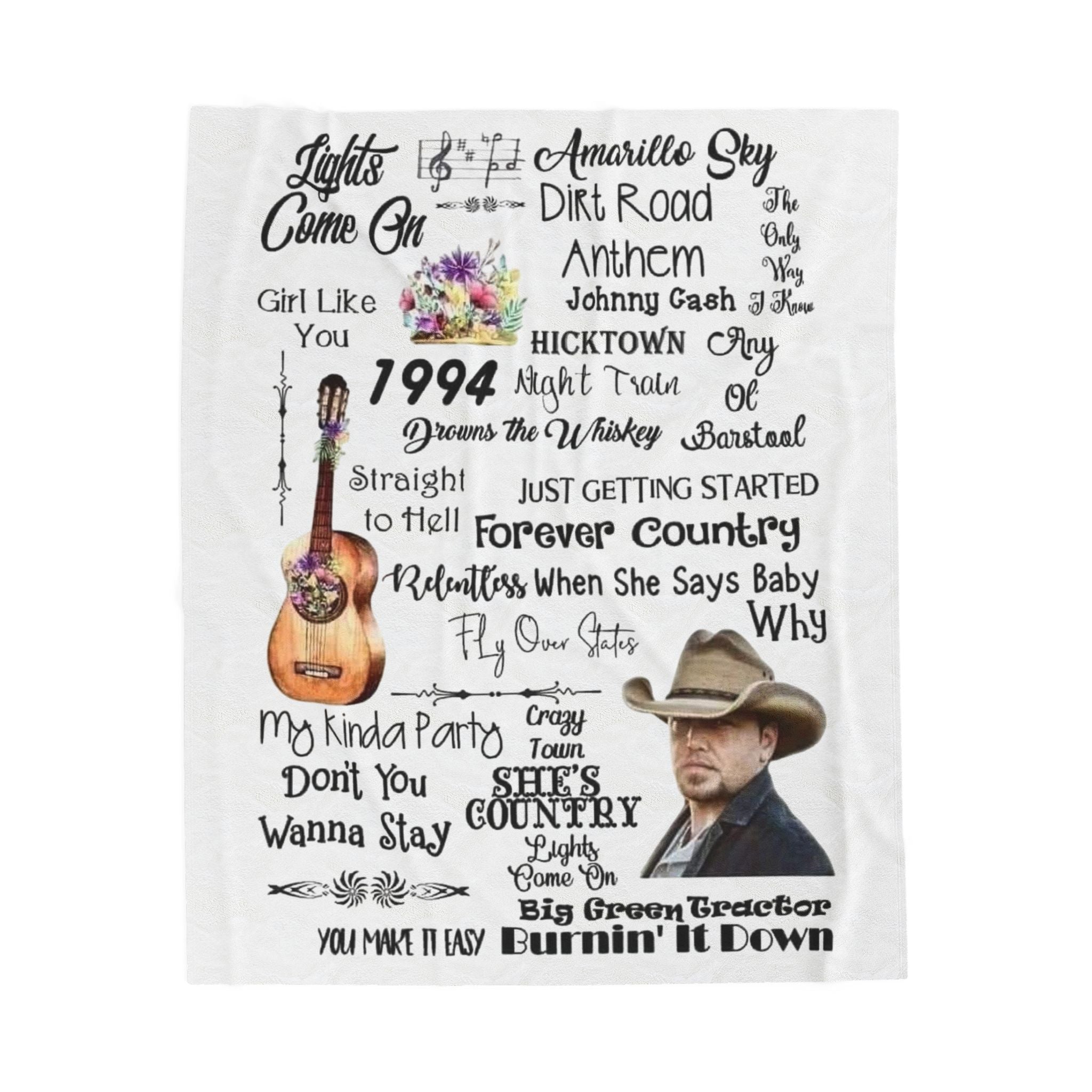 Country Music Lyric Velveteen Plush Blanket