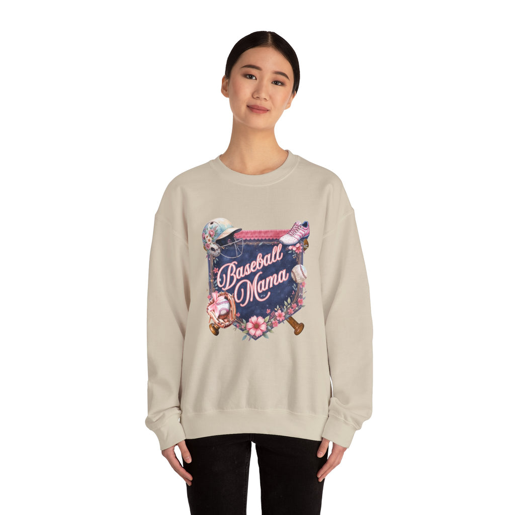Baseball Mama Sweatshirt — Floral Helmet & Glove Crewneck for Moms