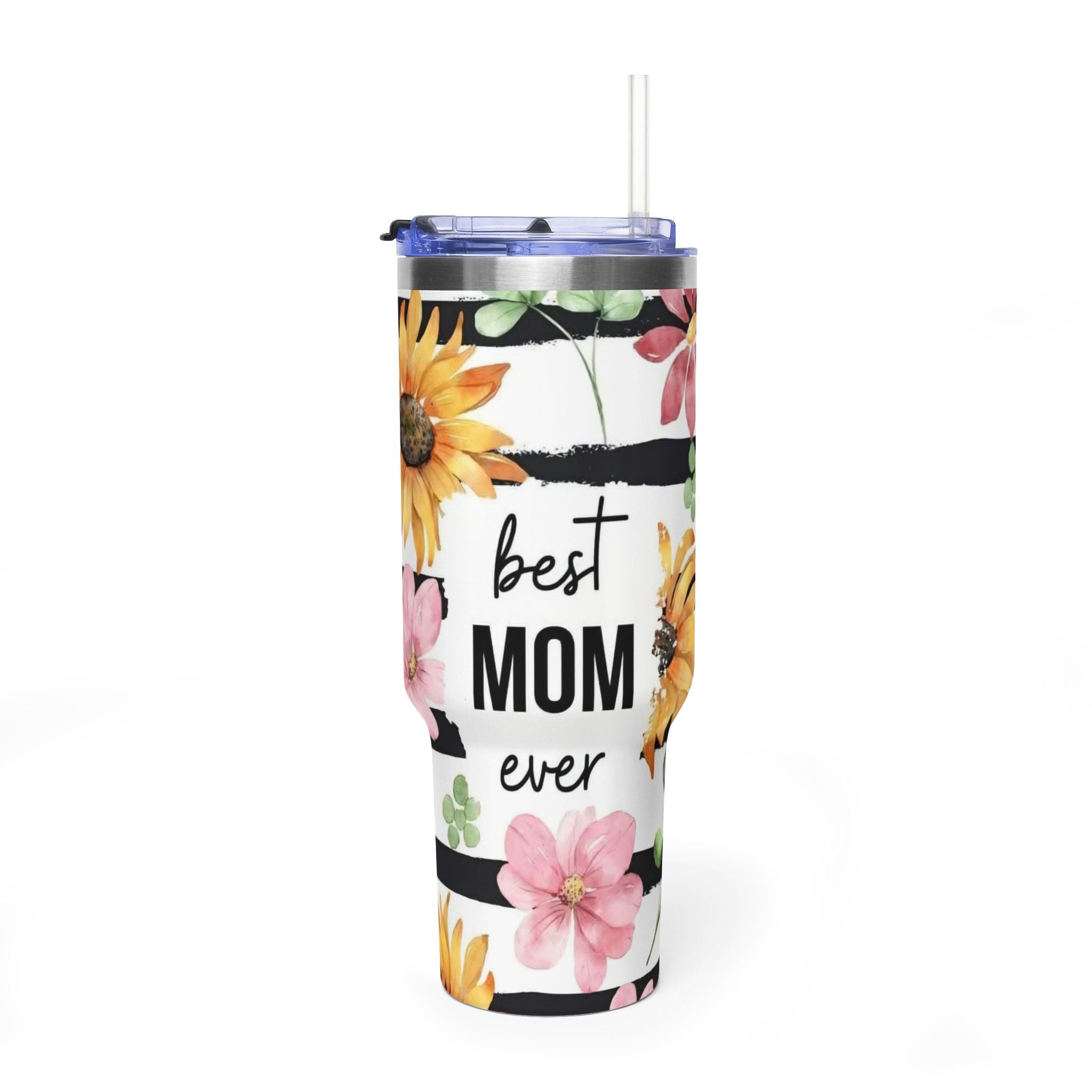 Best Mom Ever 40oz Vacuum Tumbler – Floral Sunflower Travel Cup