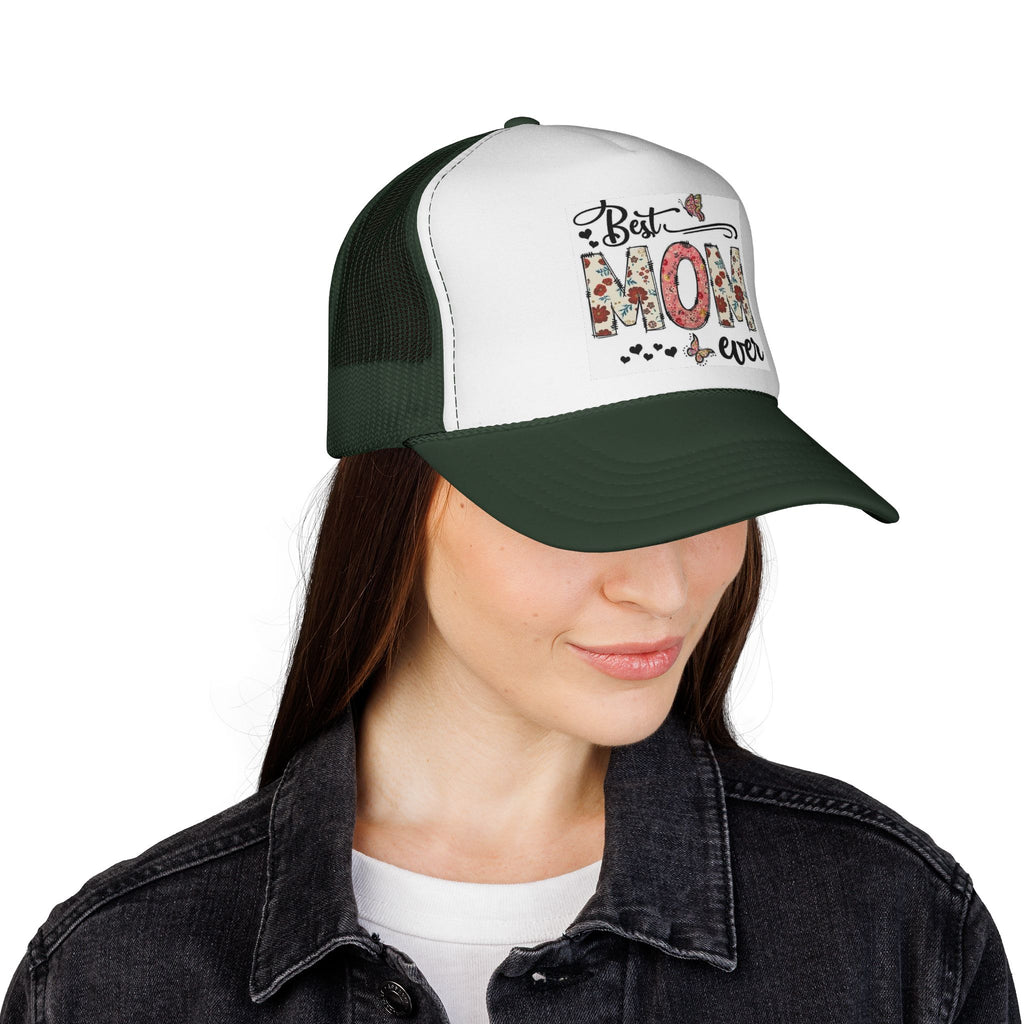 Best Mom Ever floral design Trucker Cap | Mother's Day mesh hat