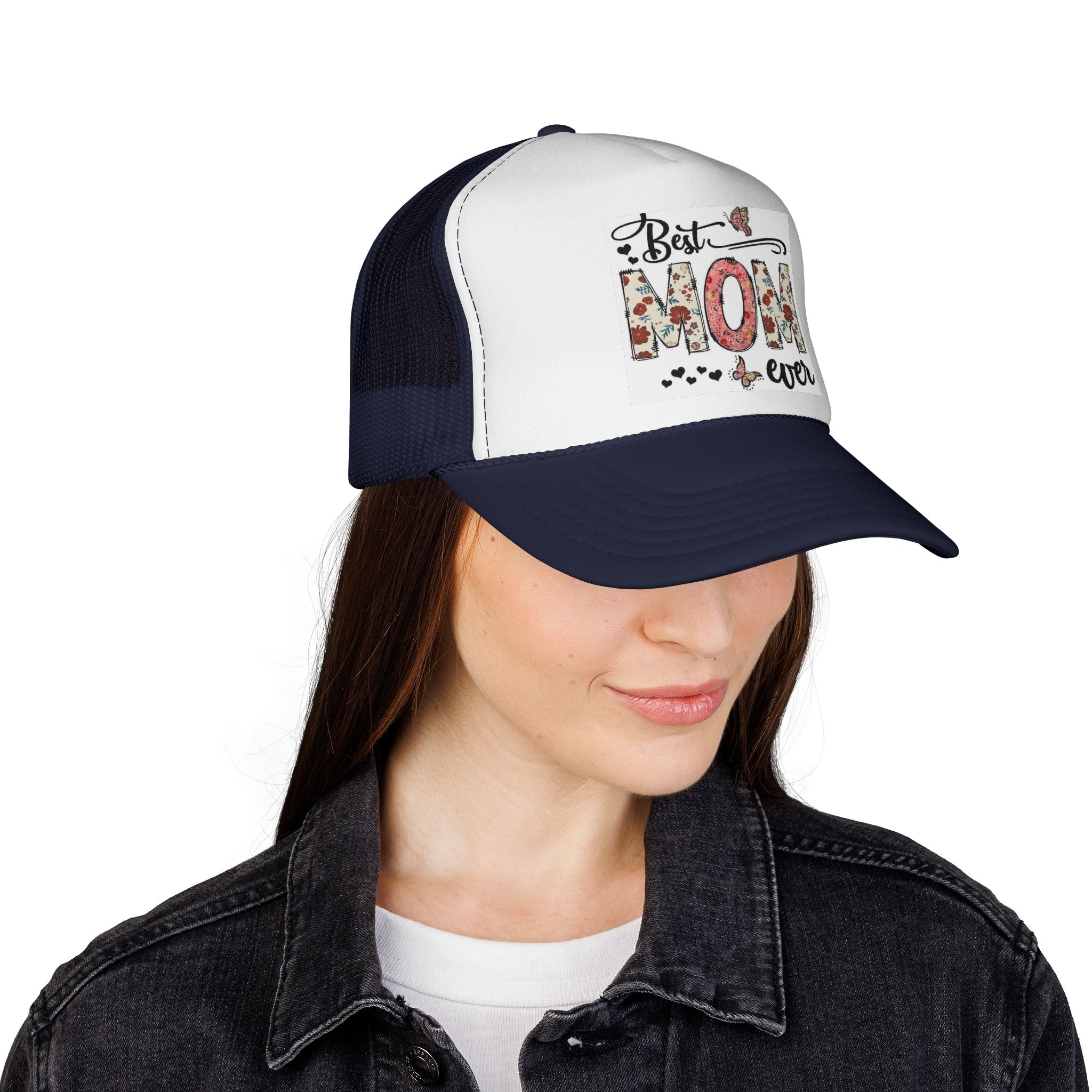 Best Mom Ever floral design Trucker Cap | Mother's Day mesh hat