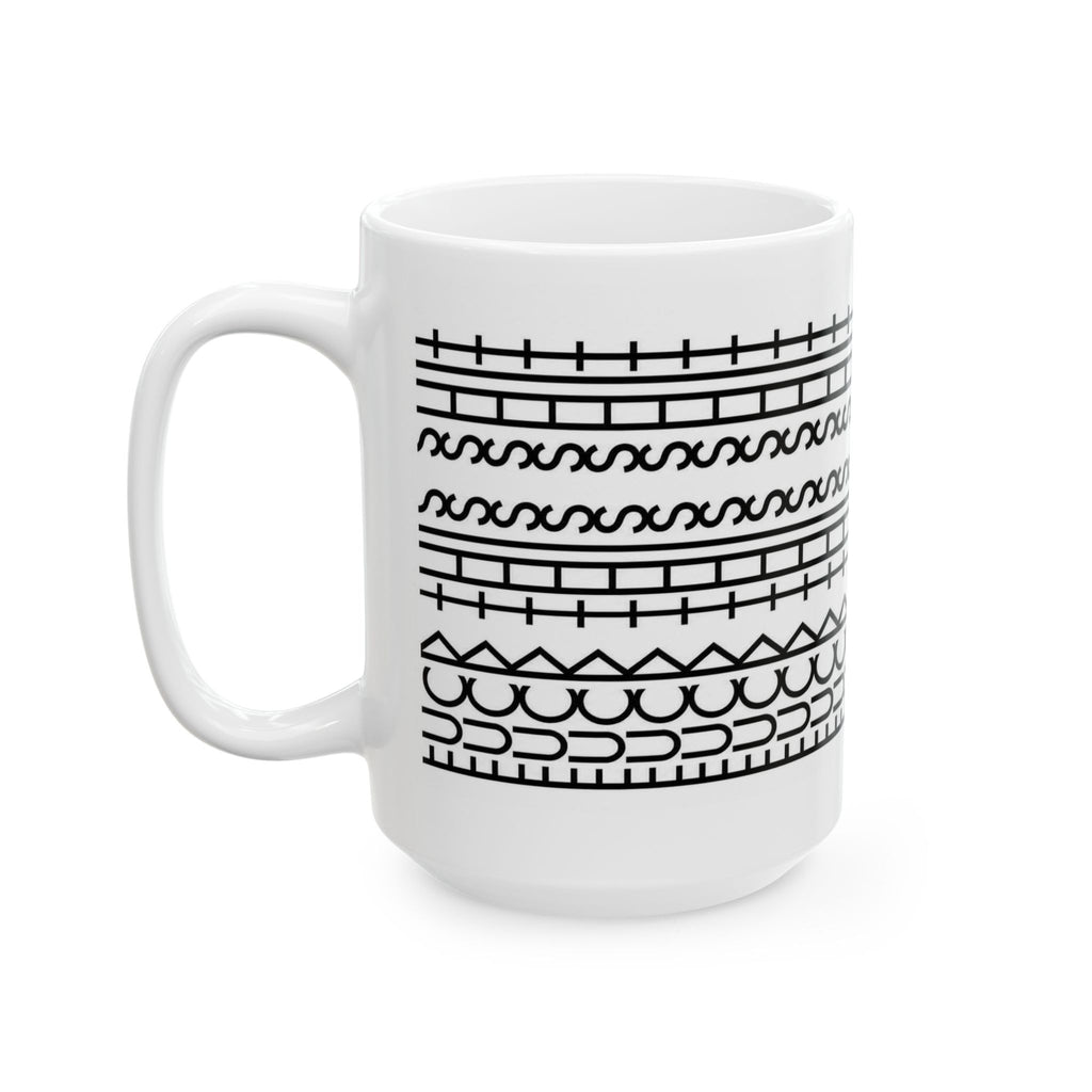Black Tribal Line Pattern Ceramic Mug (11oz, 15oz)