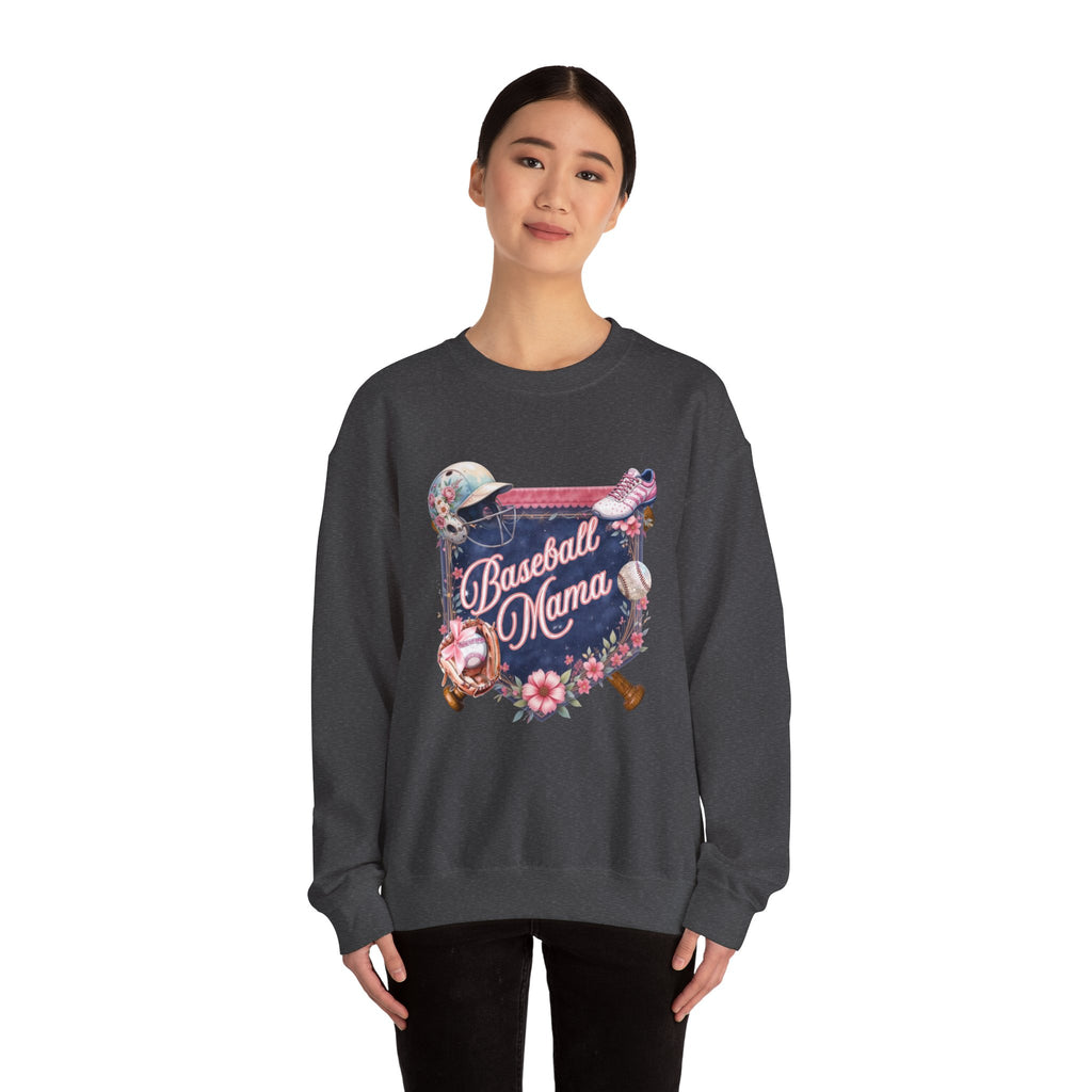 Baseball Mama Sweatshirt — Floral Helmet & Glove Crewneck for Moms