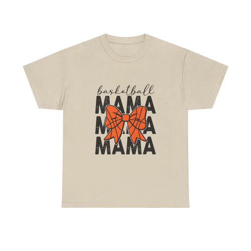 Basketball Mama T-Shirt — 'Basketball' Script with Orange Bow Design