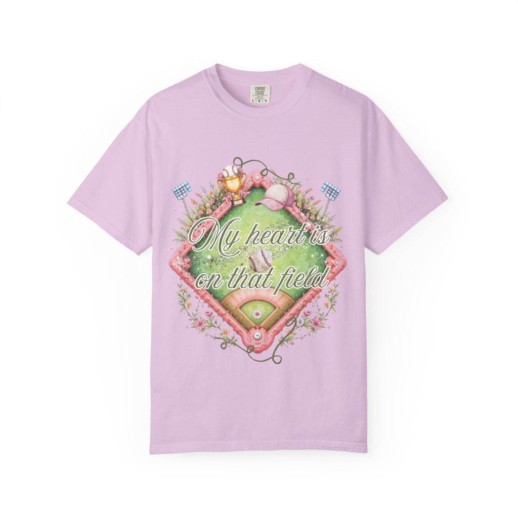 Baseball Field Floral T-Shirt — "My Heart's on That Field"