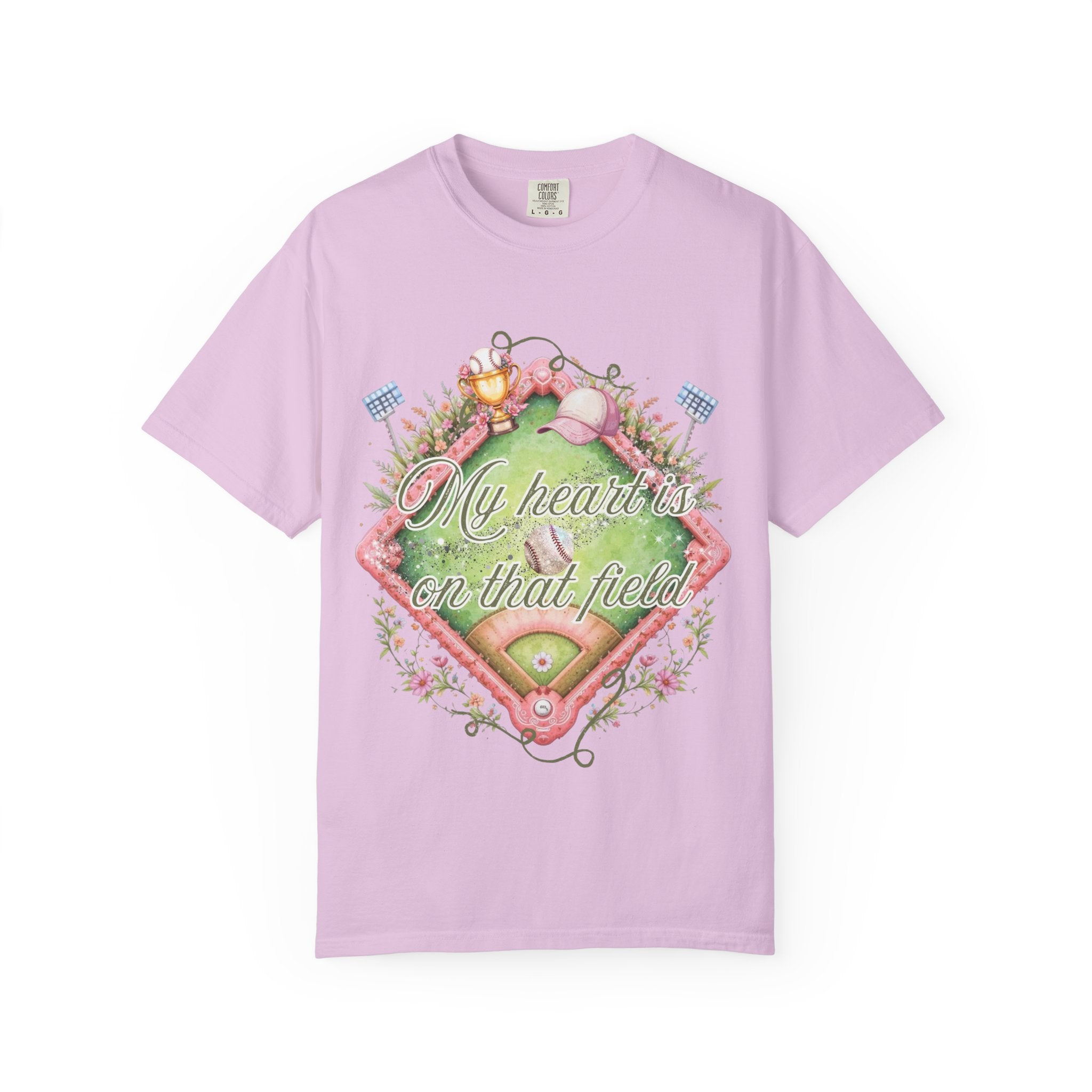 Baseball Field Floral T-Shirt — "My Heart's on That Field"