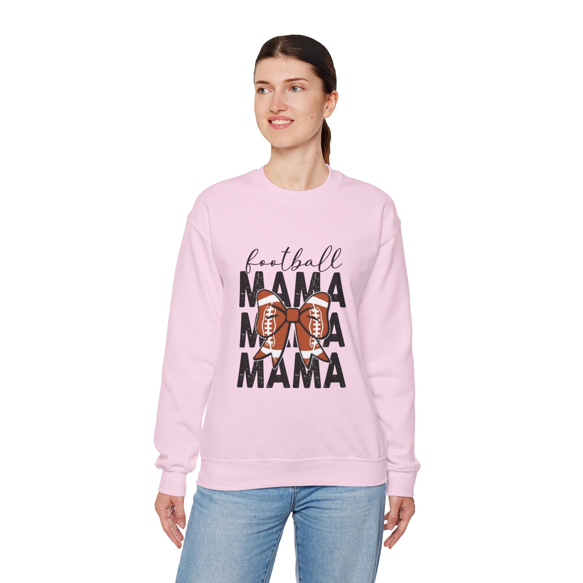 Football Mama Crewneck Sweatshirt — 'Football Mama Mama Mama' Bow Design