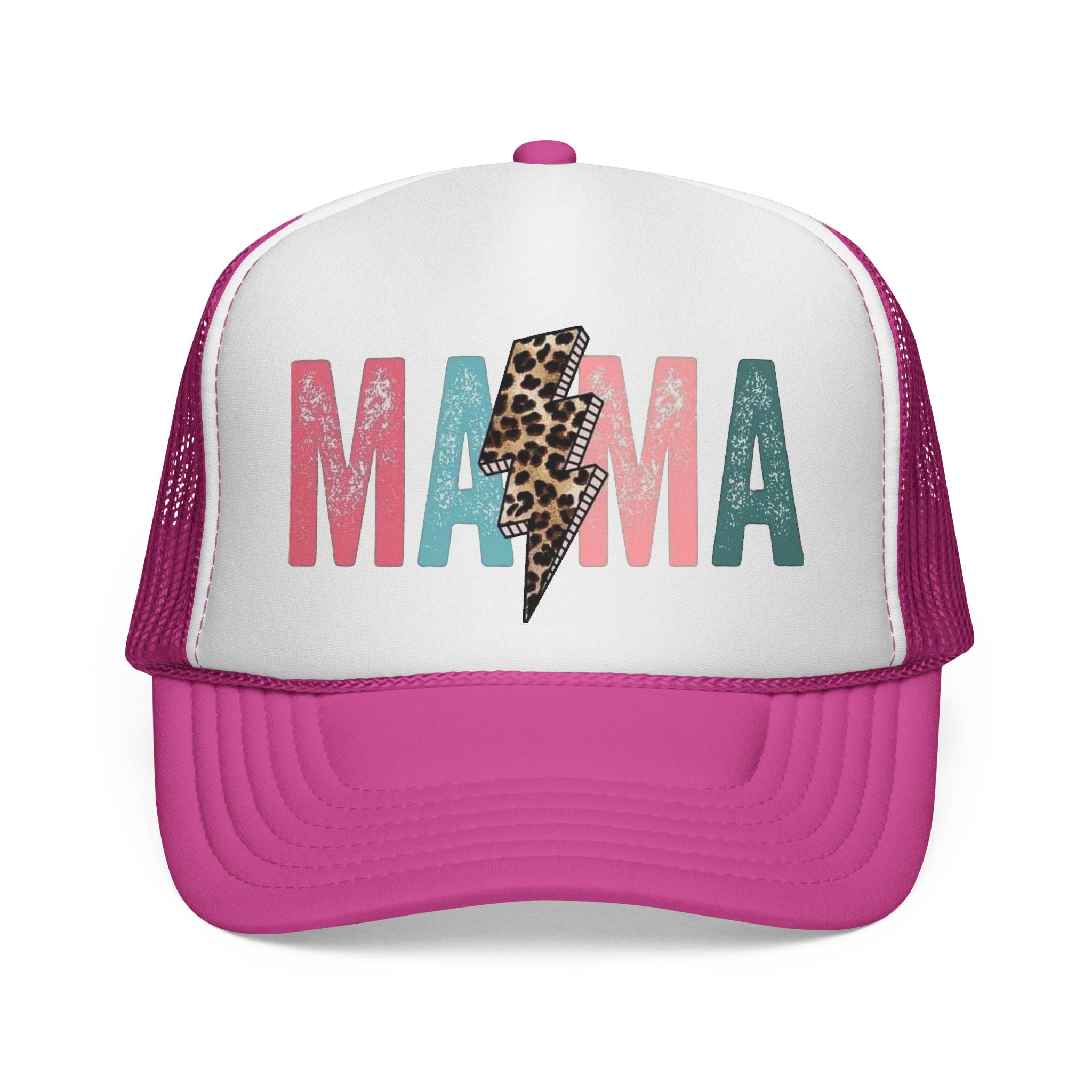 Mama Lightning Bolt Trucker Cap | Leopard Print Mama Hat