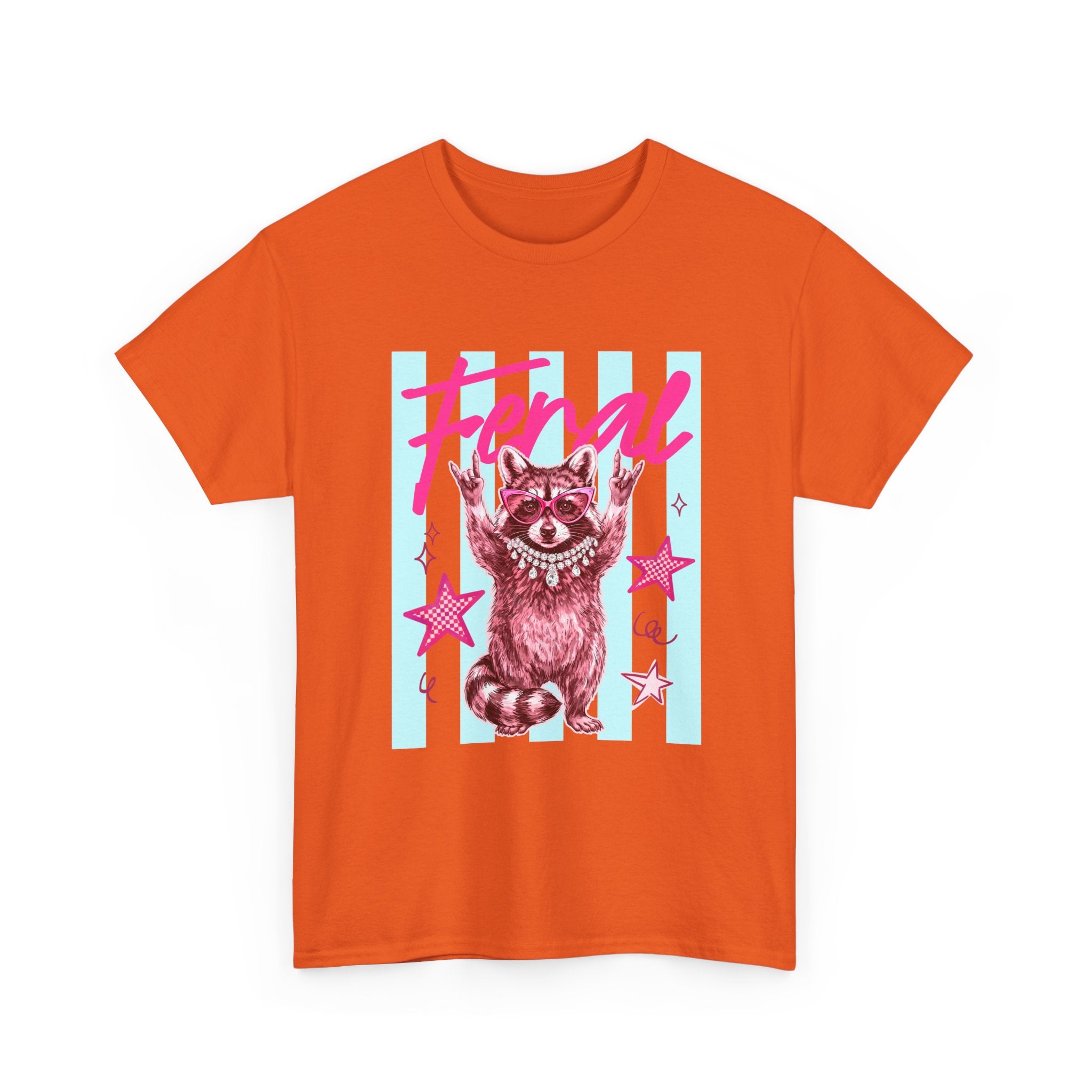 Feral Raccoon Graphic Tee - Retro Pink & Aqua Vintage Animal T-Shirt