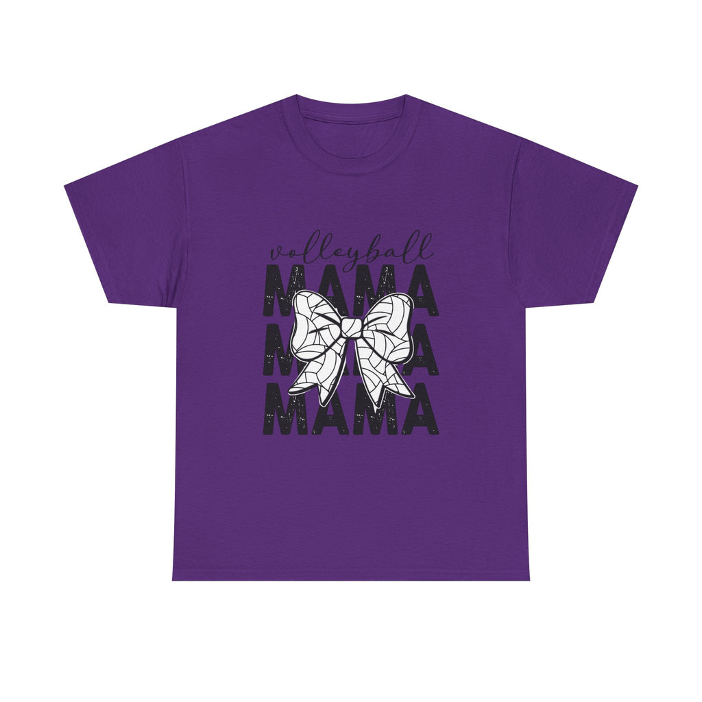 Volleyball Mama T-Shirt — Sporty Mom Graphic Tee with Volleyball Bow