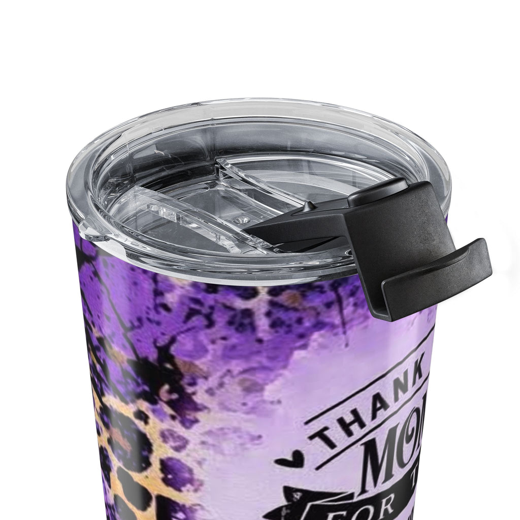 Mother’s Day 20oz Tumbler - "Thank You Mom" Purple Leopard Travel Mug