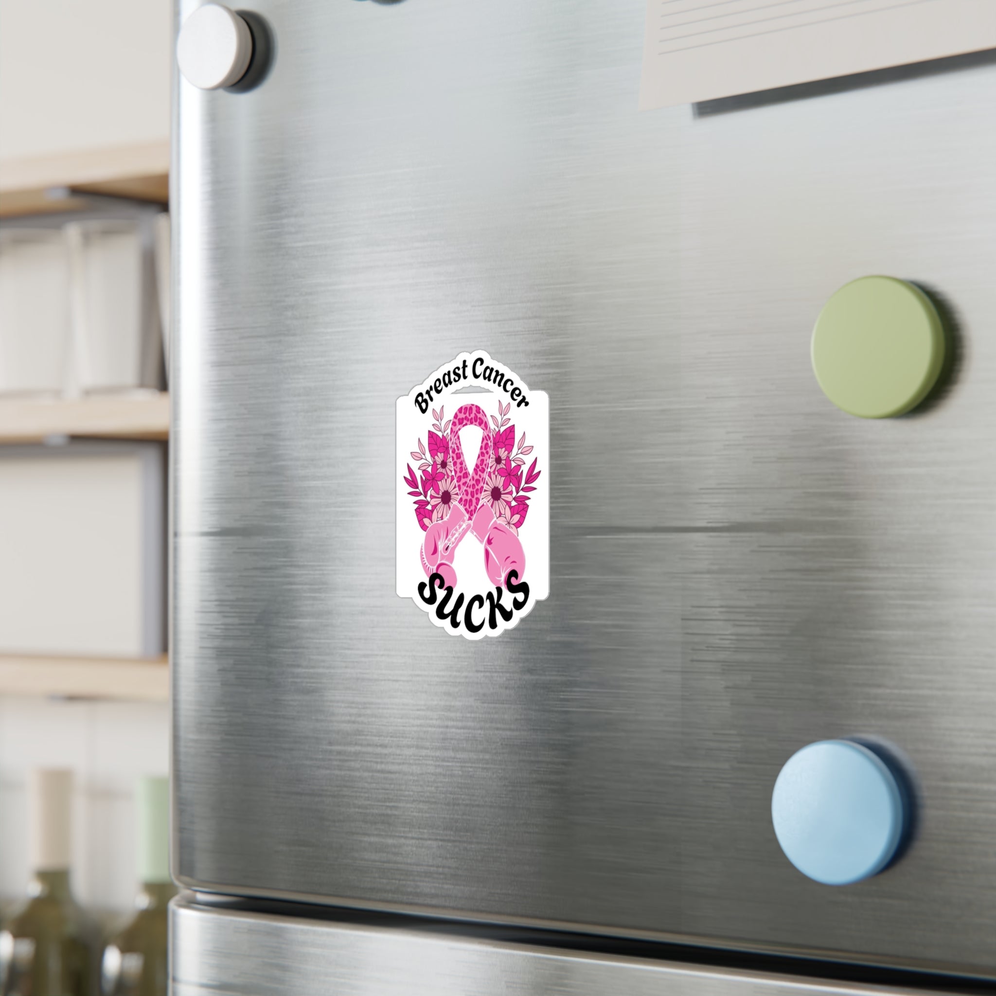 Breast Cancer Awareness Boxing Gloves Pink Ribbon Vinyl Sticker