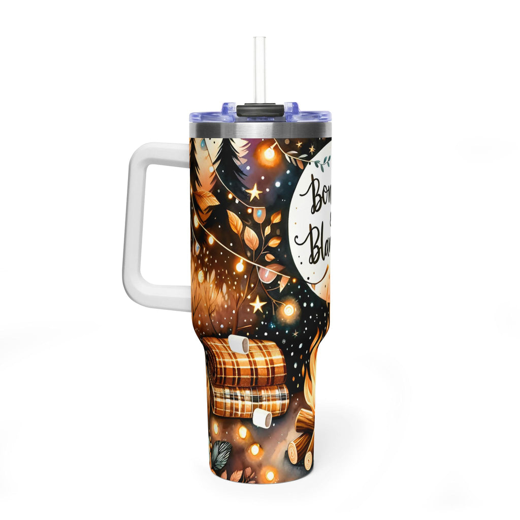 40oz Tumbler - Bonfires & Blankets Camping Travel Mug, Insulated Vacuum Thermal Cup