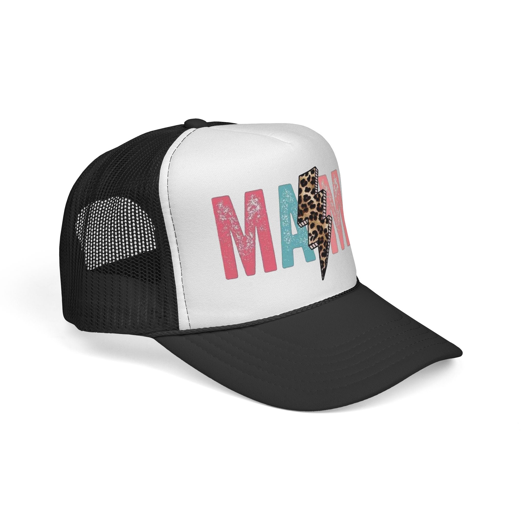 Mama Lightning Bolt Trucker Cap | Leopard Print Mama Hat