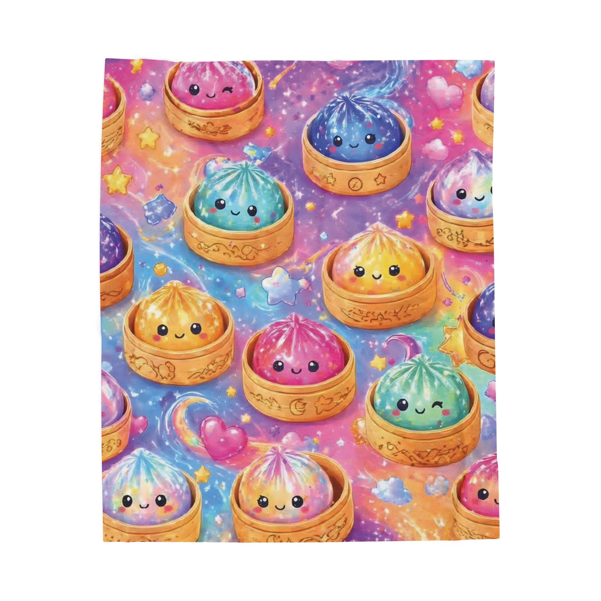 Cosmic Dumpling Velveteen Plush Blanket — Cute Rainbow Galaxy Comfort Throw