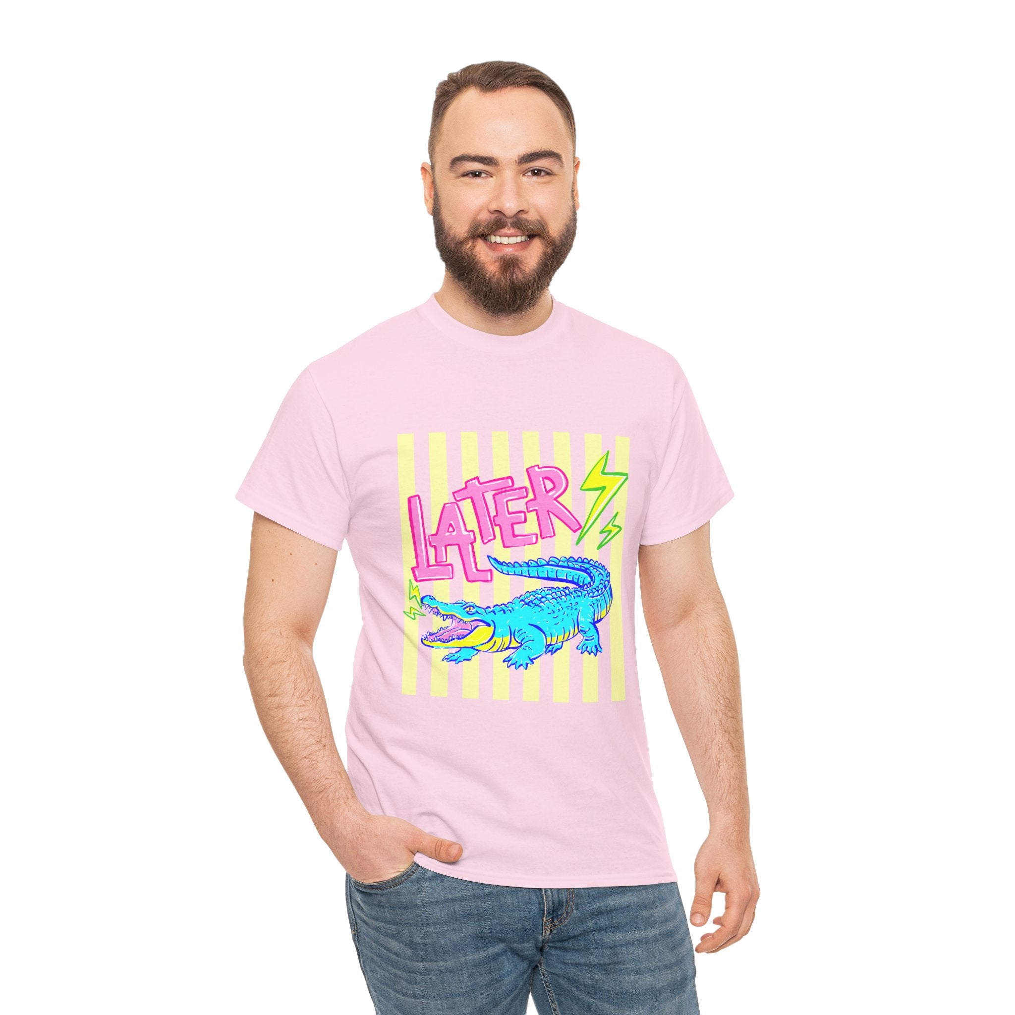 Later Gator Graphic Tee - Neon Retro Alligator Shirt