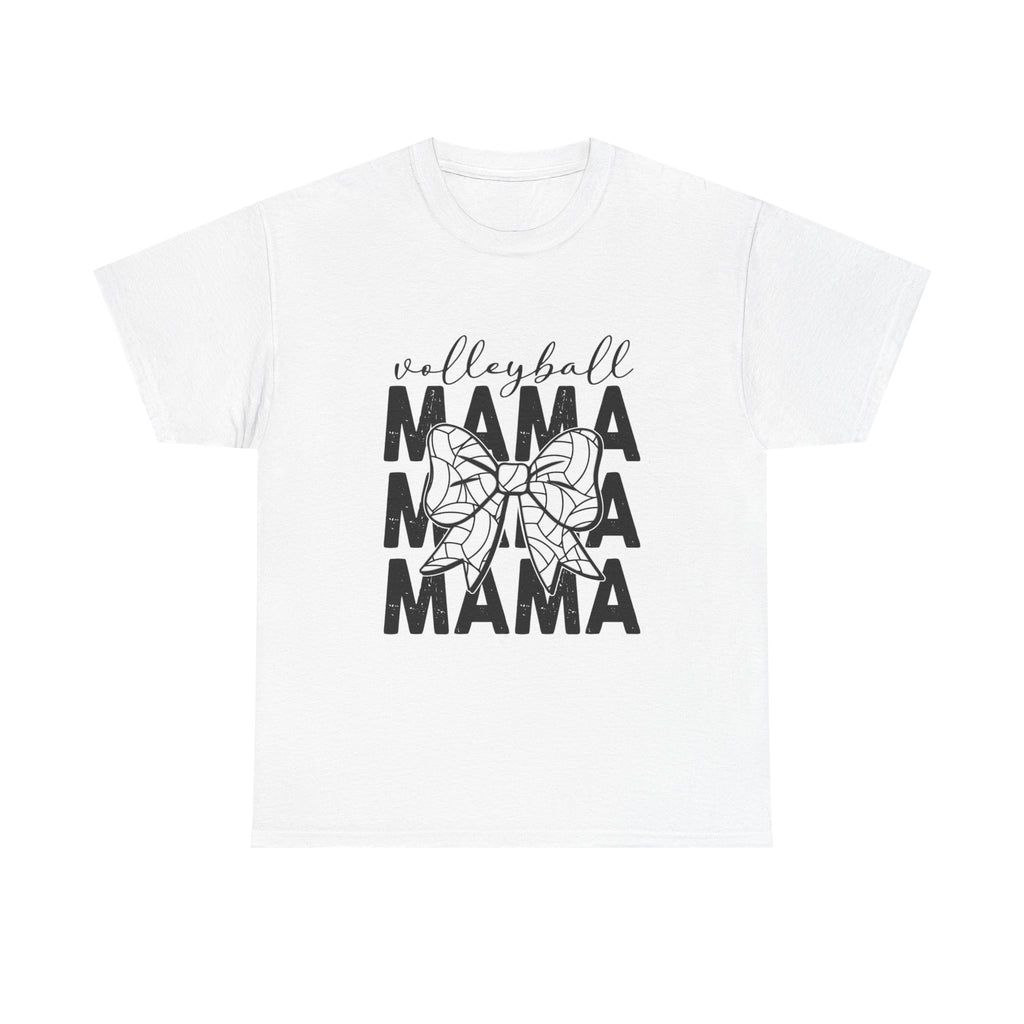 Volleyball Mama T-Shirt — Sporty Mom Graphic Tee with Volleyball Bow