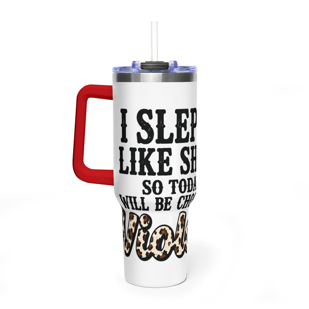 40oz Insulated Tumbler – "I Slept Like Shit So Today Will Be Chaos" Leopard Accent