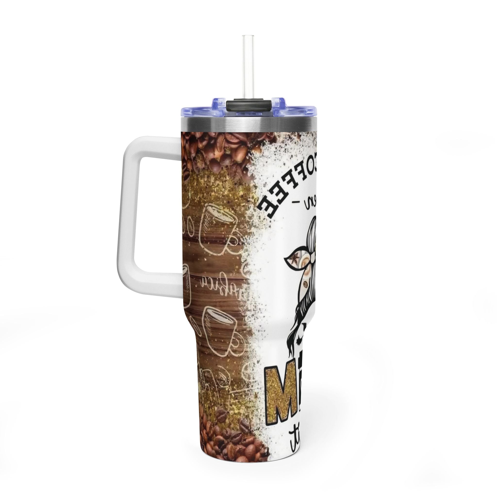 40oz Coffee Mom Tumbler – ‘First Coffee Then Mom’ Vacuum Thermal Travel Cup