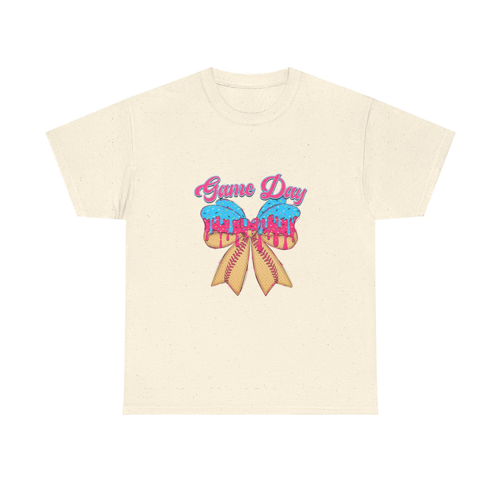 Game Day Cheer T-Shirt — Pink & Blue Pom Pom Cheerleading Tee