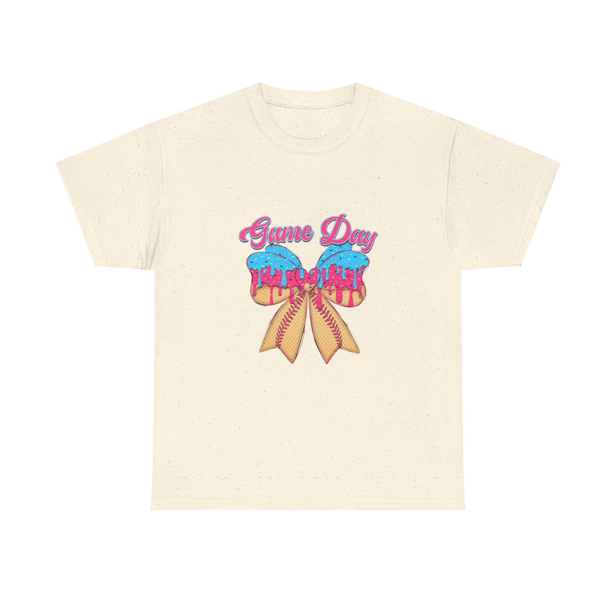 Game Day Cheer T-Shirt — Pink & Blue Pom Pom Cheerleading Tee
