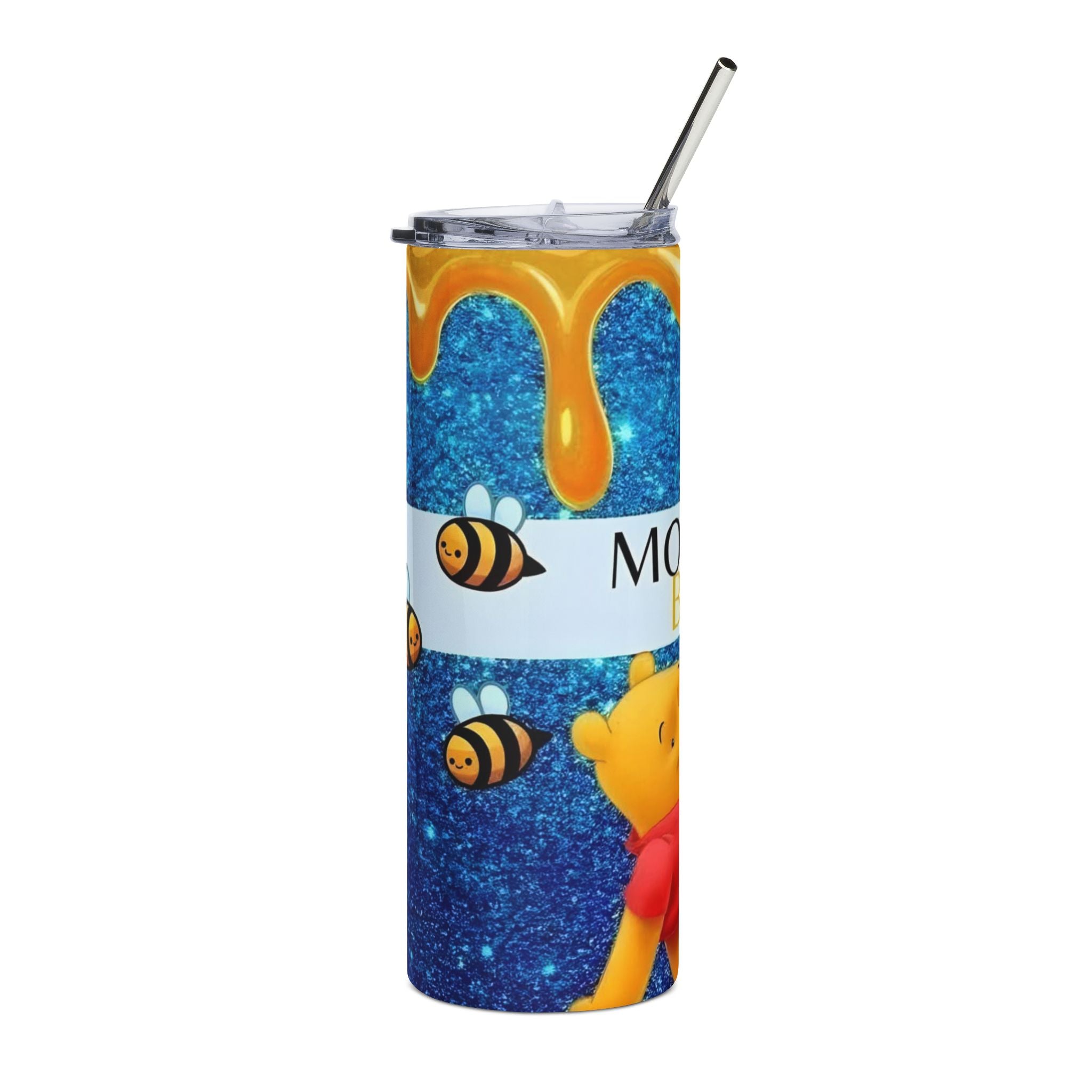 Winnie the Pooh "Mommy Bee" 20oz Stainless Tumbler — Glitter Honey Drip Travel Cup
