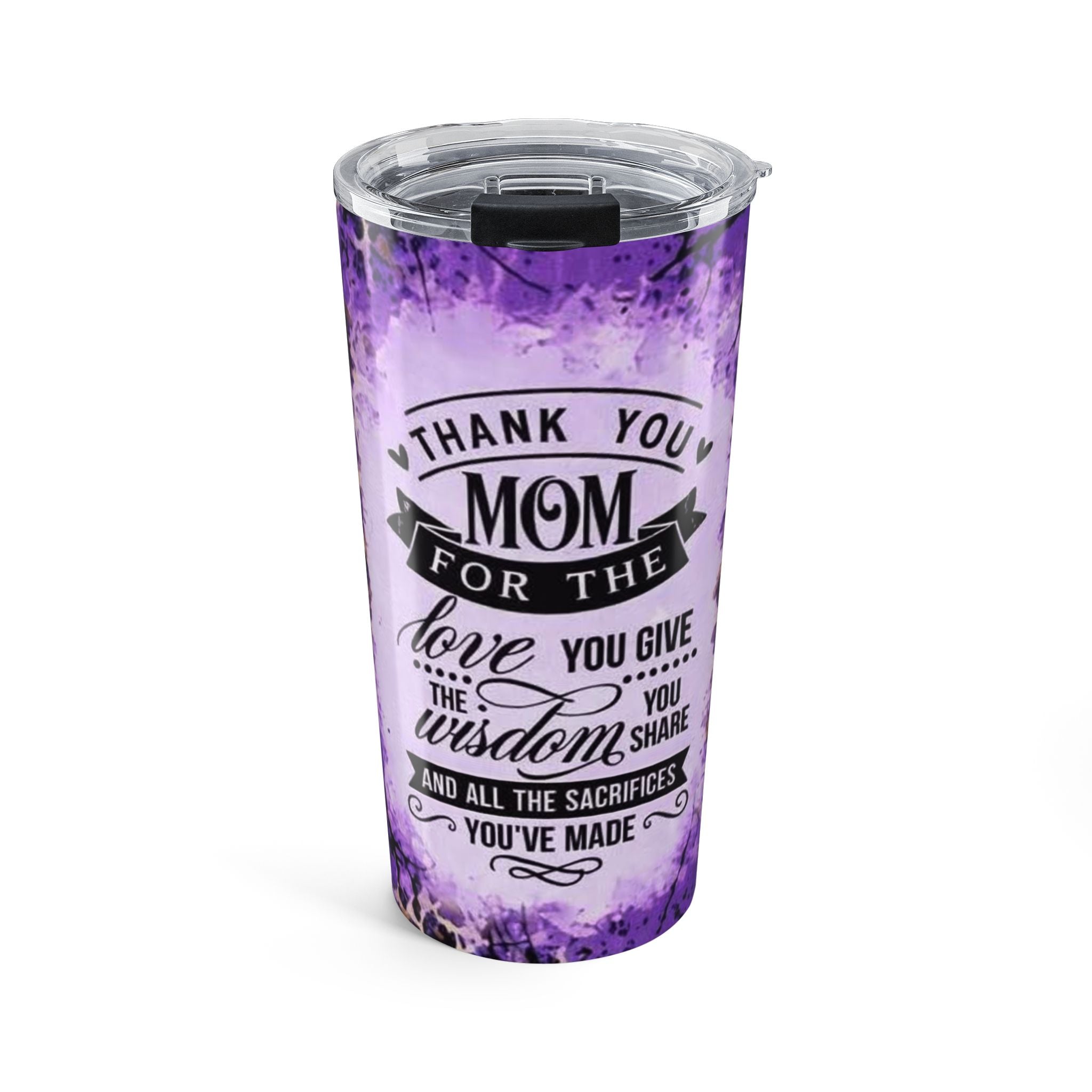 Mother’s Day 20oz Tumbler - "Thank You Mom" Purple Leopard Travel Mug