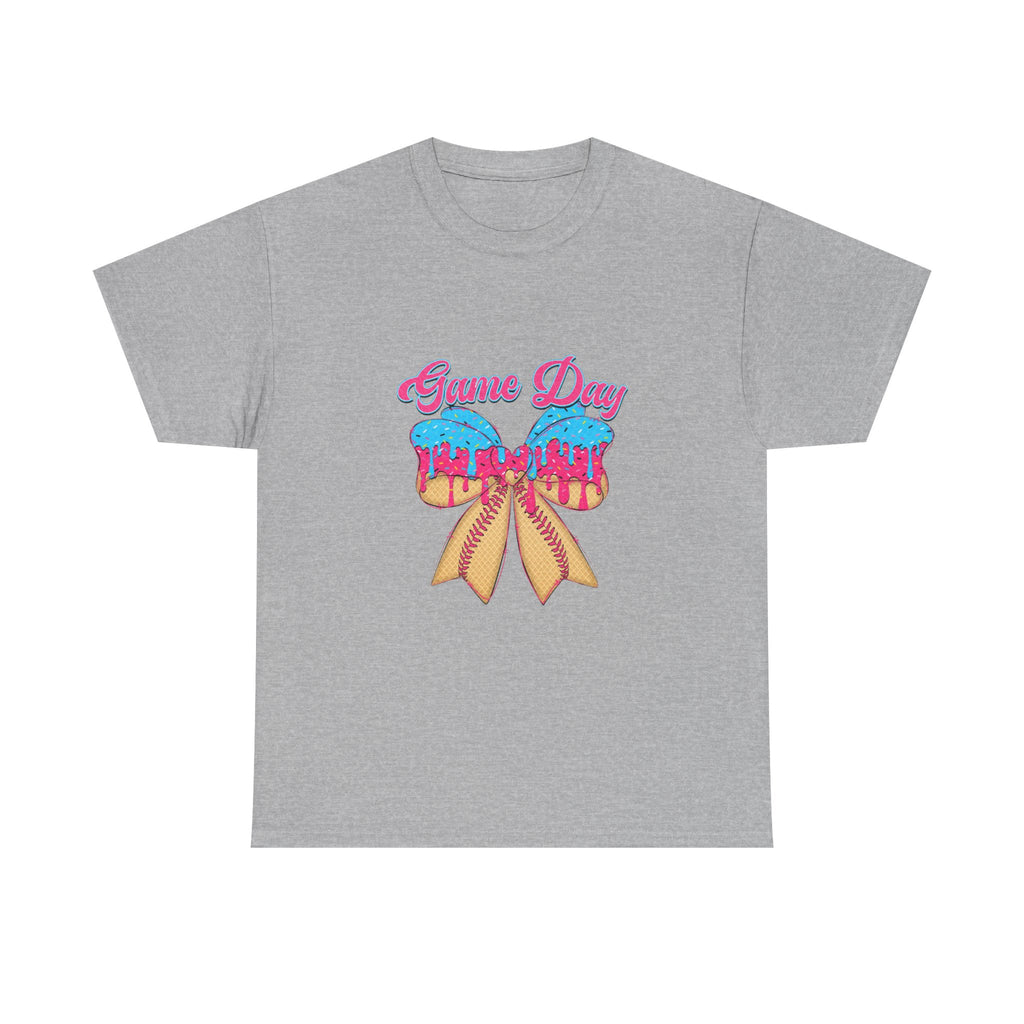 Game Day Cheer T-Shirt — Pink & Blue Pom Pom Cheerleading Tee