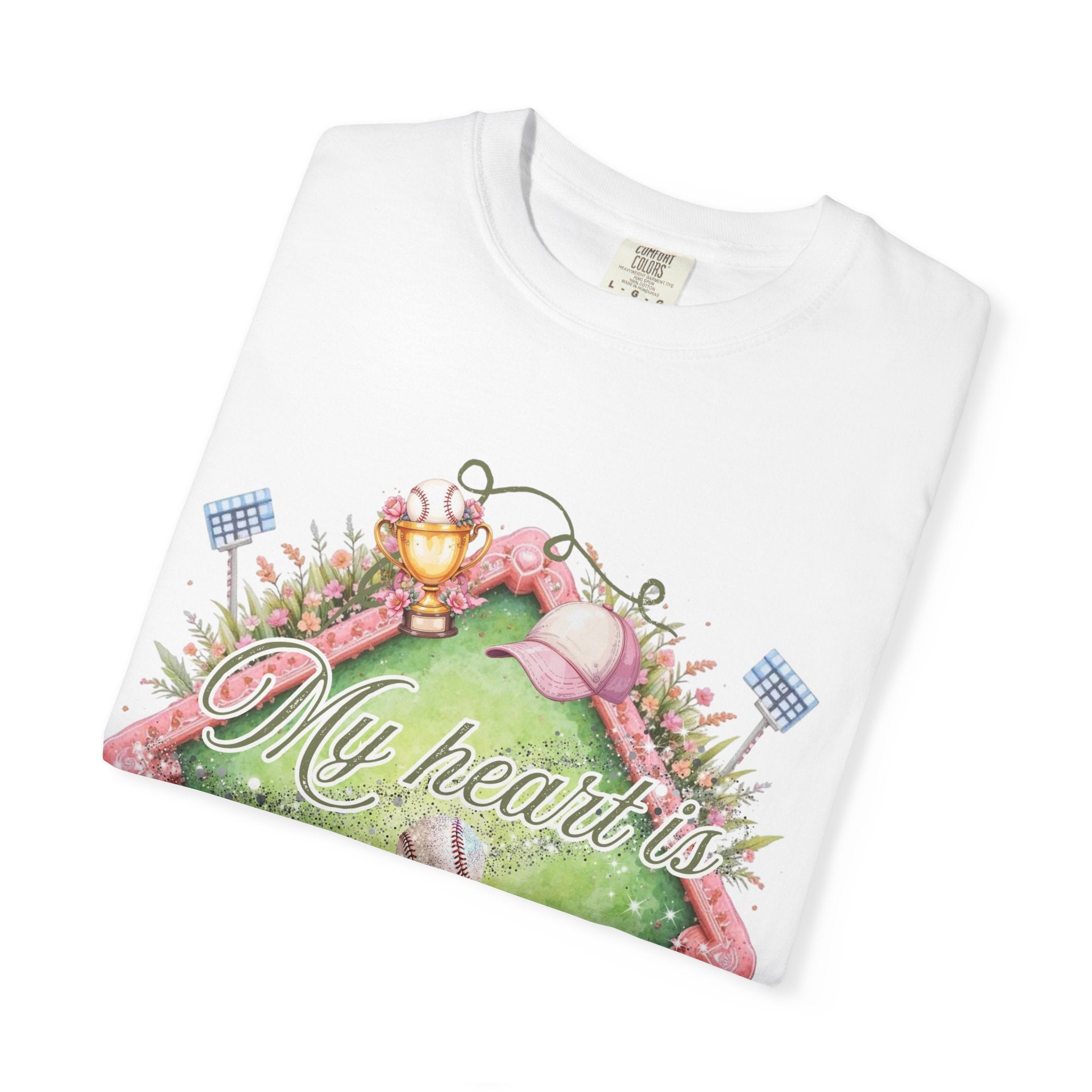 Baseball Field Floral T-Shirt — "My Heart's on That Field"