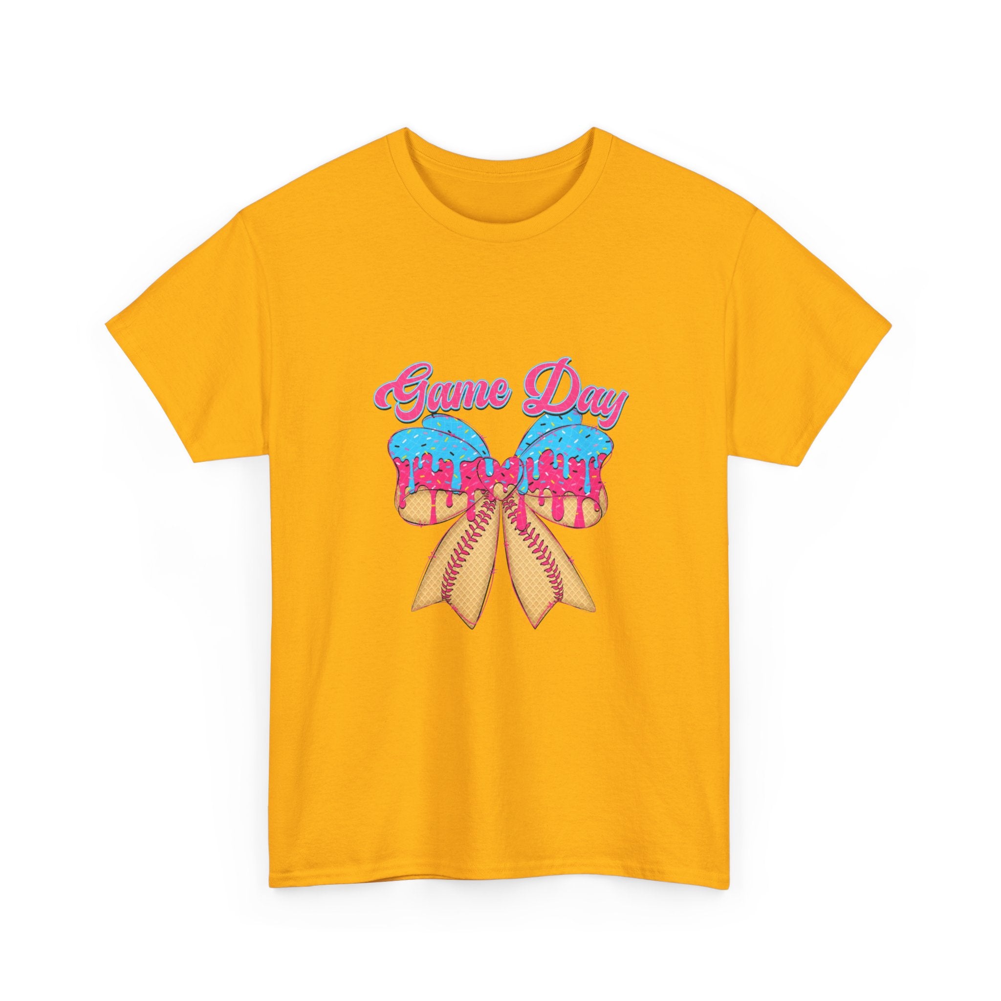 Game Day Cheer T-Shirt — Pink & Blue Pom Pom Cheerleading Tee