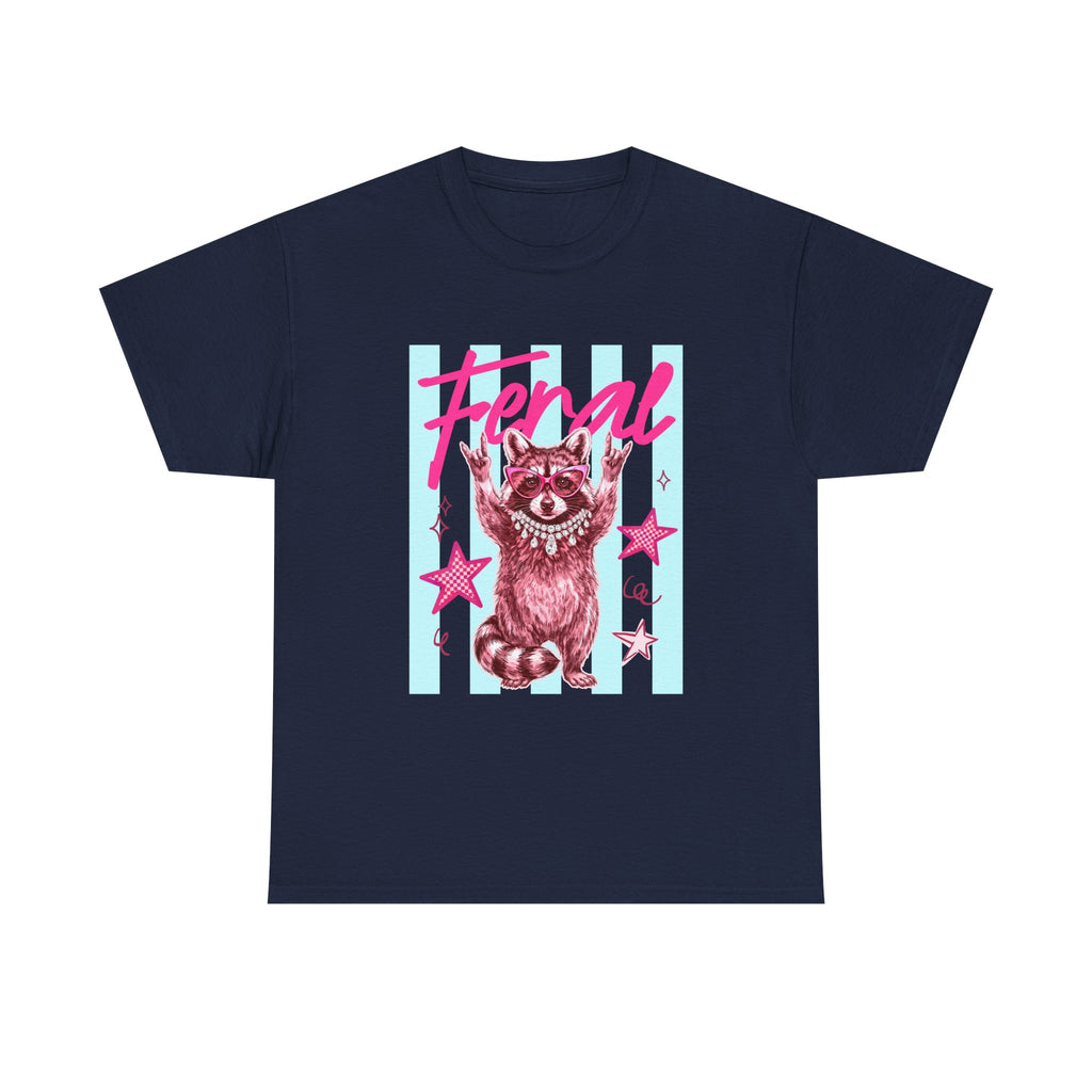 Feral Raccoon Graphic Tee - Retro Pink & Aqua Vintage Animal T-Shirt