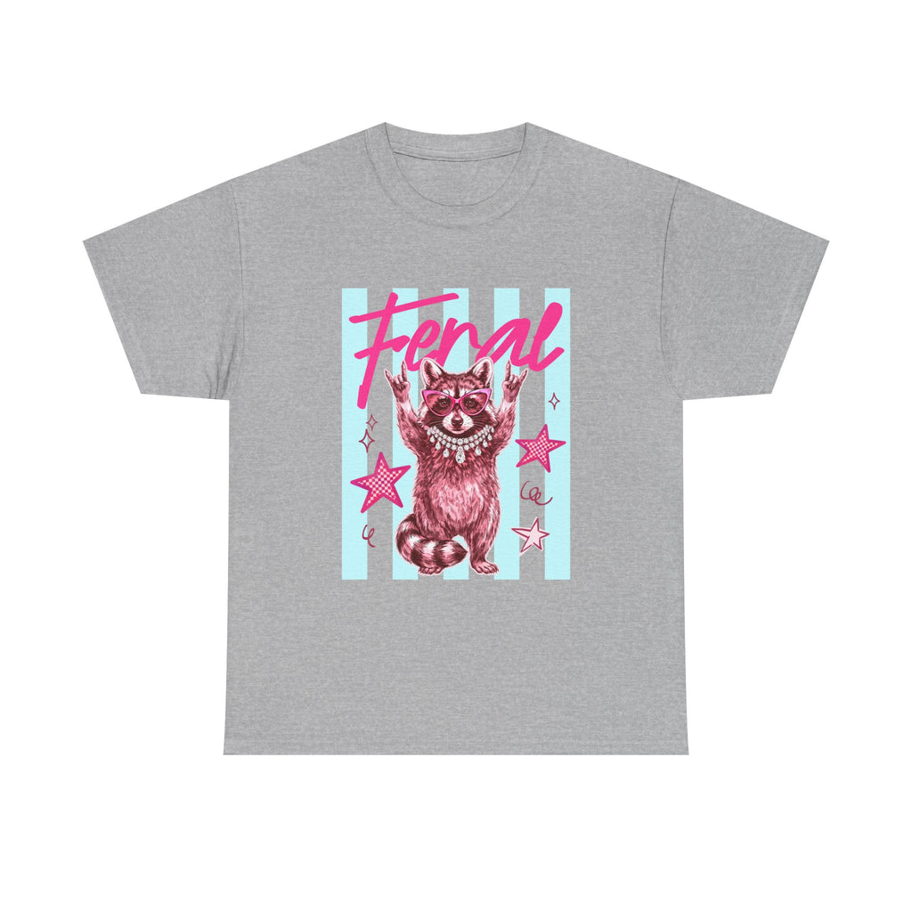 Feral Raccoon Graphic Tee - Retro Pink & Aqua Vintage Animal T-Shirt