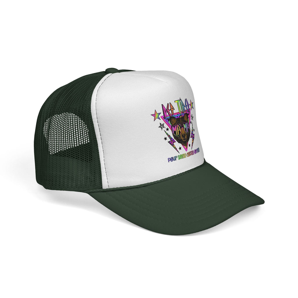 Neon Mountain Bear Trucker Cap | Retro Stars Graphic Trucker Cap