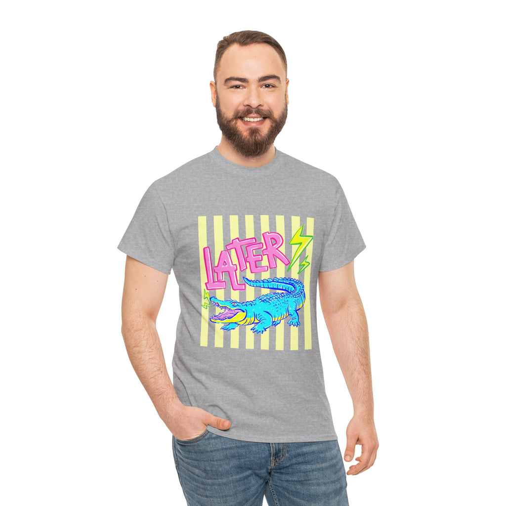 Later Gator Graphic Tee - Neon Retro Alligator Shirt