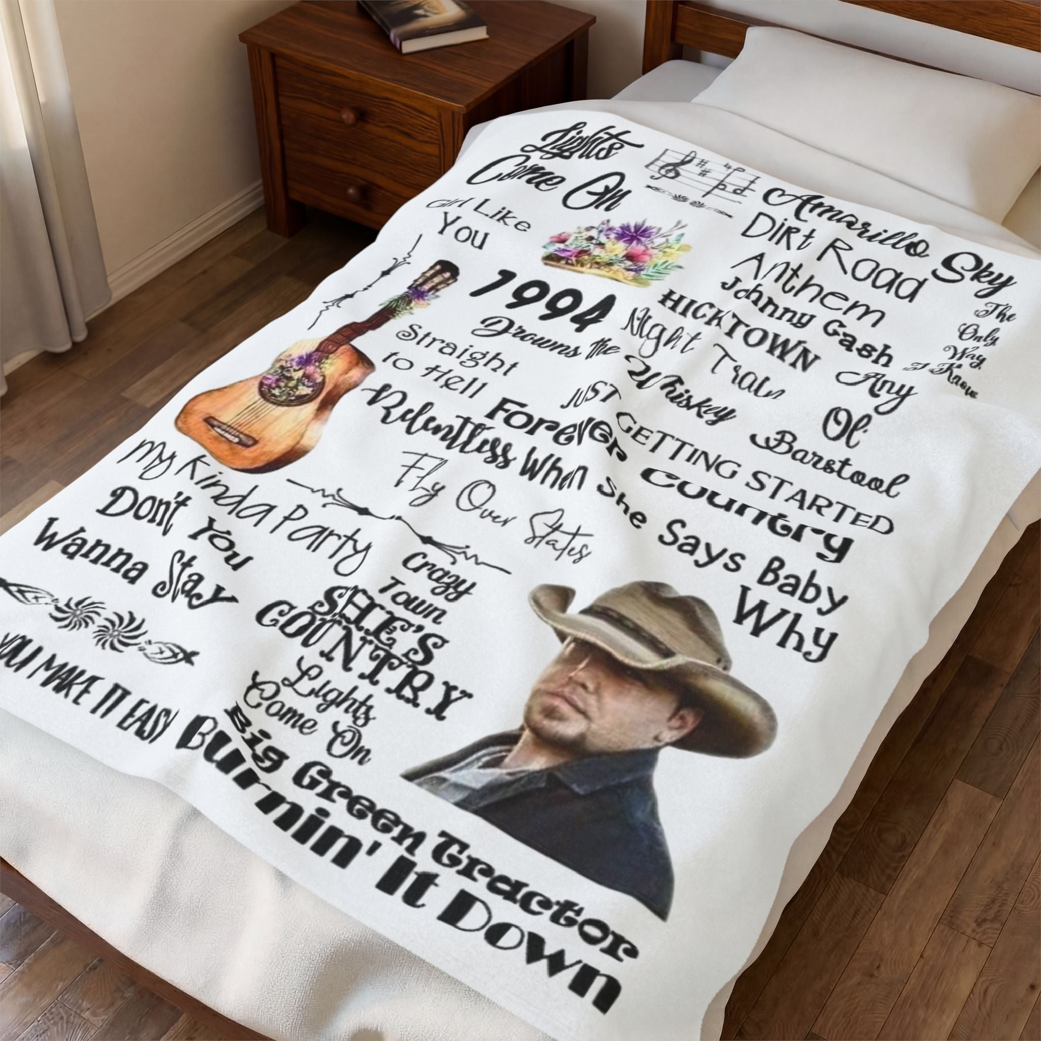 Country Music Lyric Velveteen Plush Blanket