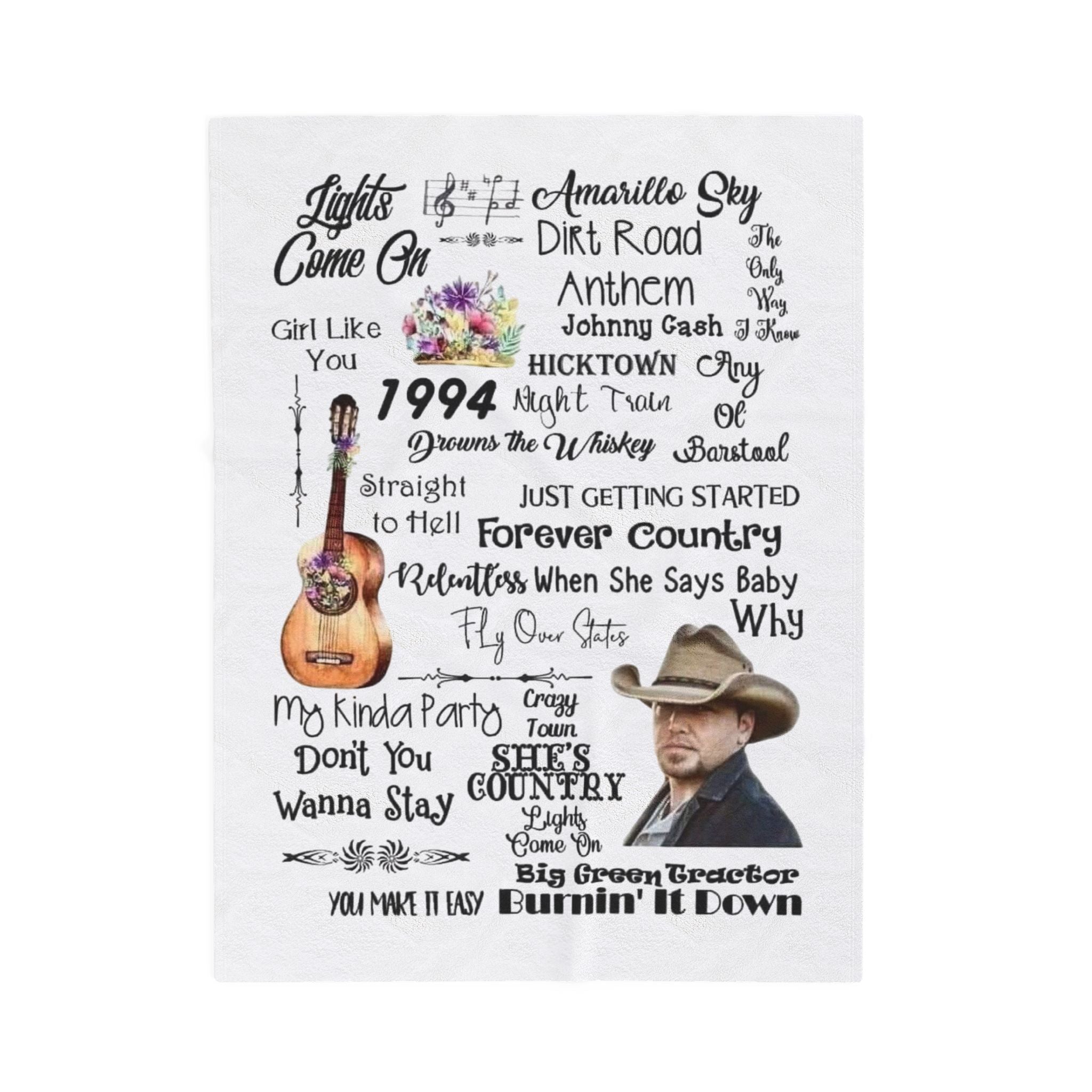 Country Music Lyric Velveteen Plush Blanket