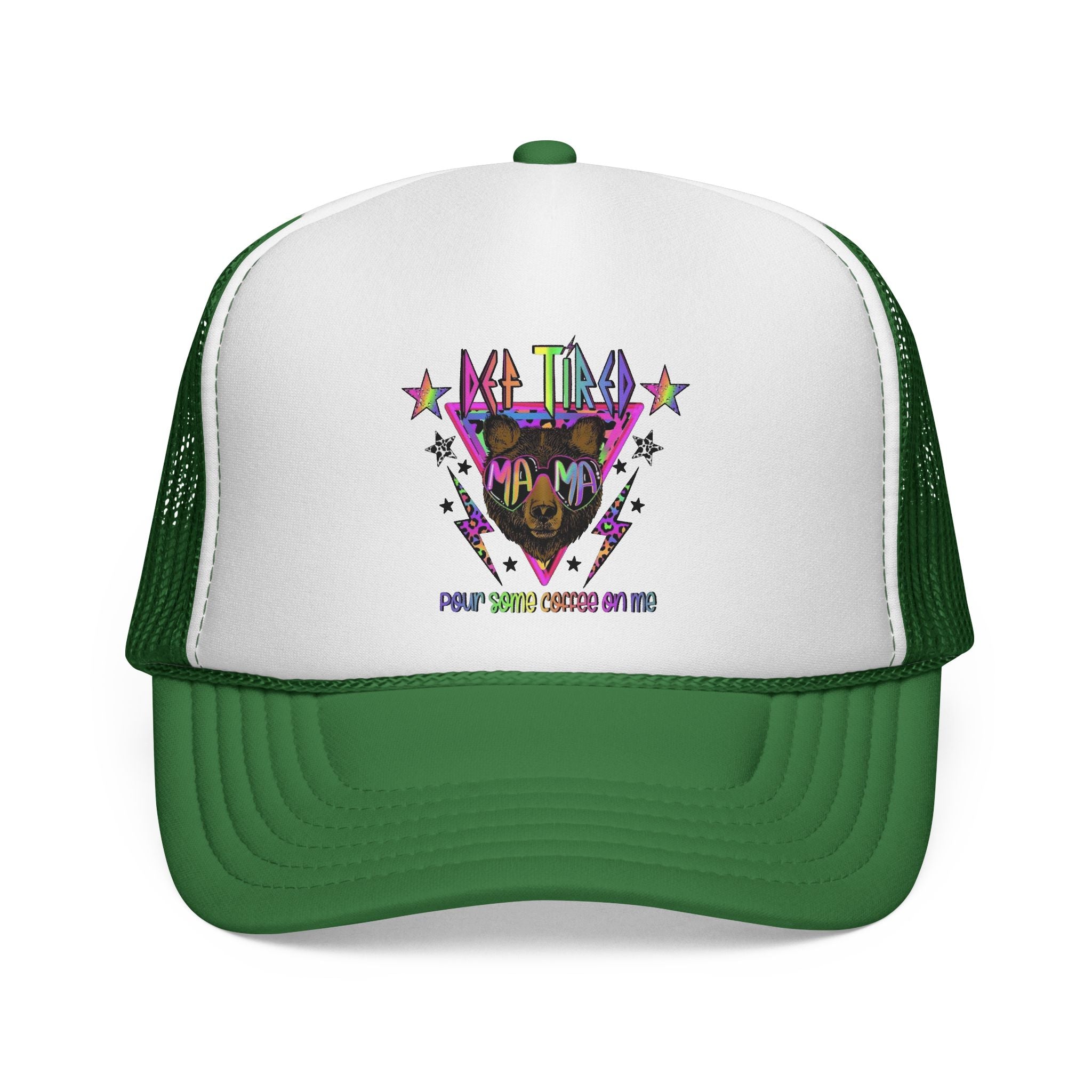 Neon Mountain Bear Trucker Cap | Retro Stars Graphic Trucker Cap