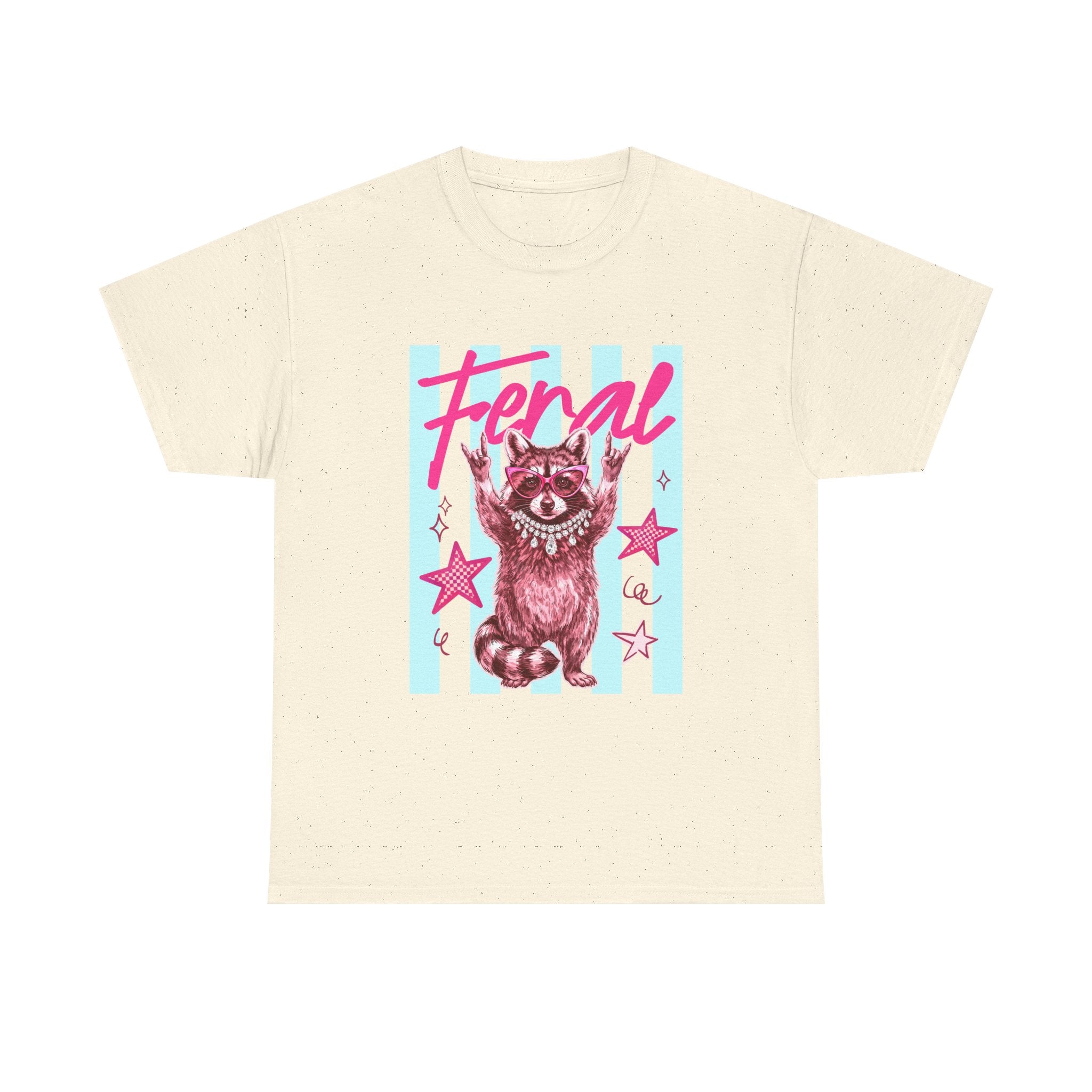 Feral Raccoon Graphic Tee - Retro Pink & Aqua Vintage Animal T-Shirt