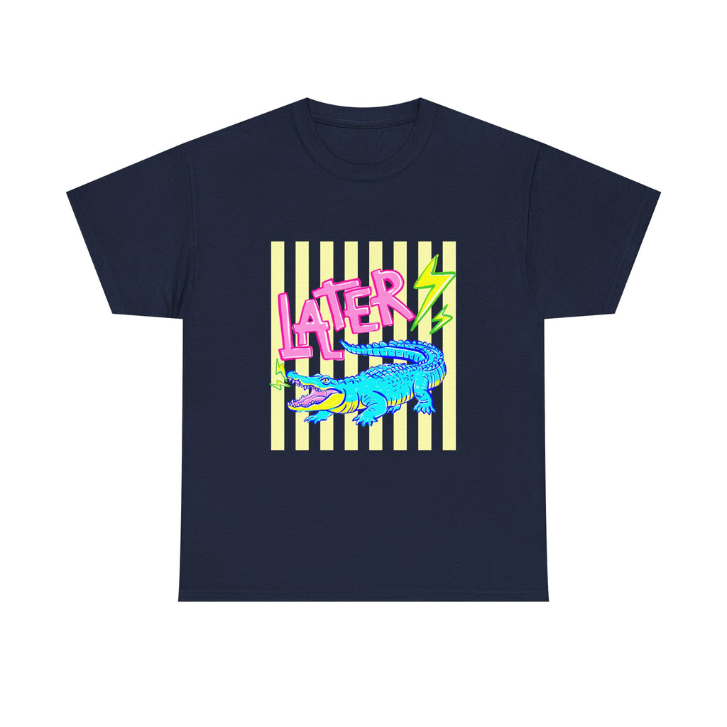 Later Gator Graphic Tee - Neon Retro Alligator Shirt