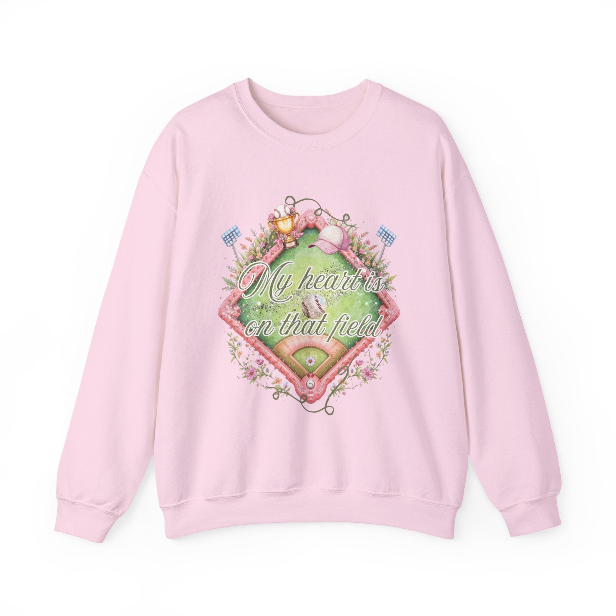 Baseball Field Floral Sweatshirt — “My heart’s on that field” Crewneck