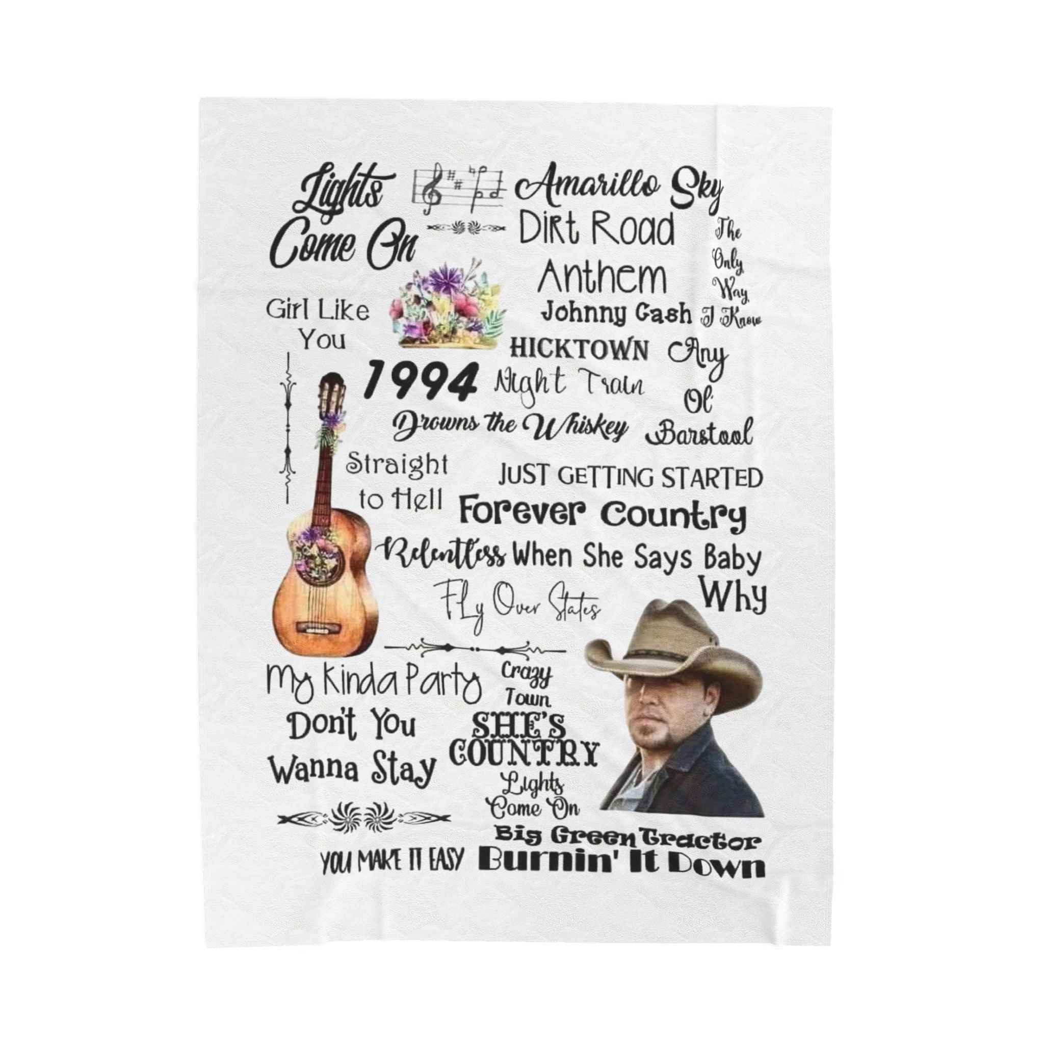 Country Music Lyric Velveteen Plush Blanket