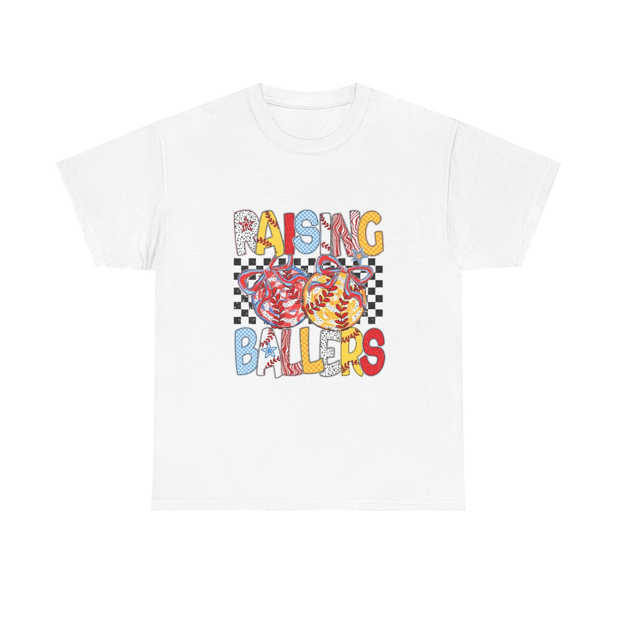 Raising Ballers Kids Tee — Colorful Checkered Lollipop Basketball Design