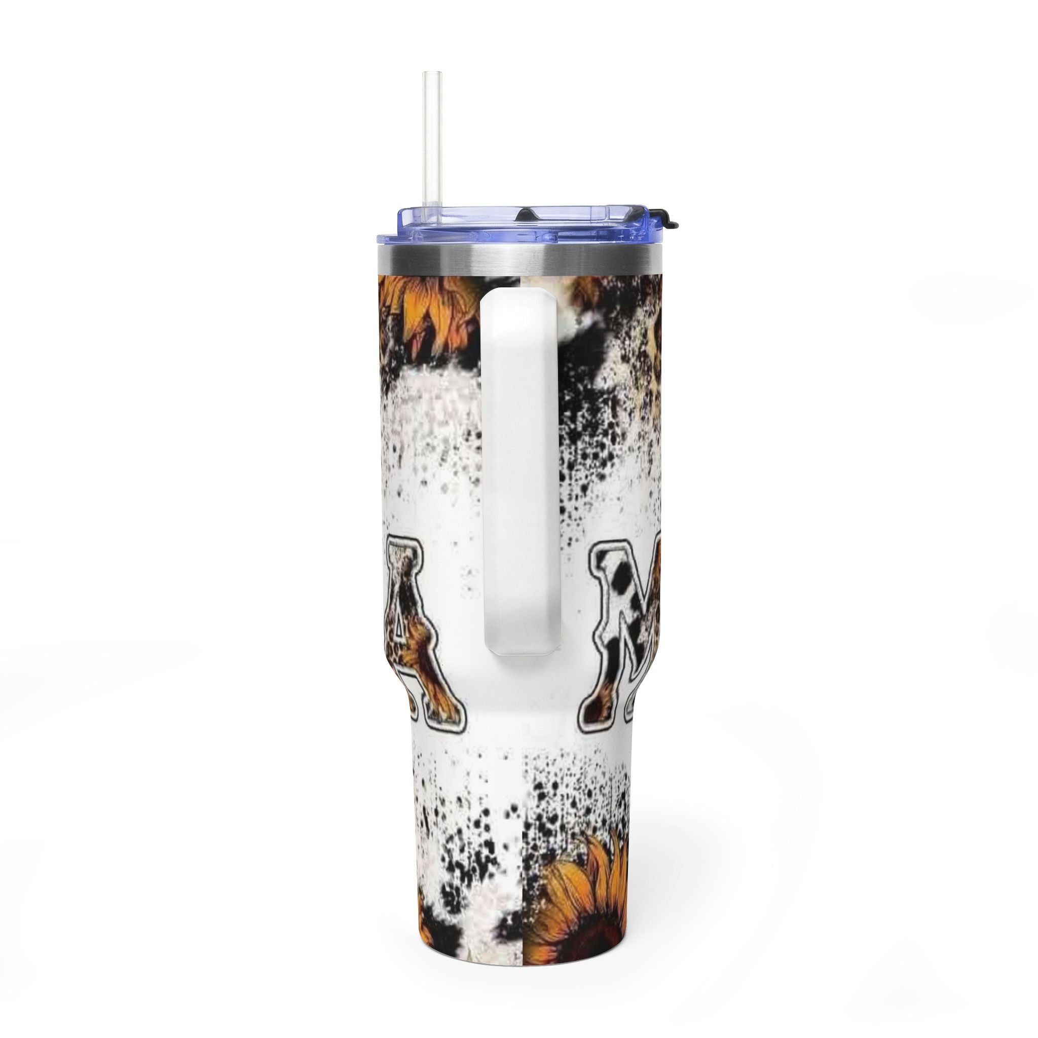 40oz Tumbler - 'Mama' Leopard Sunflower Insulated Travel Cup