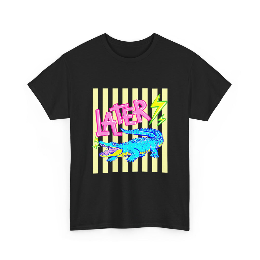 Later Gator Graphic Tee - Neon Retro Alligator Shirt