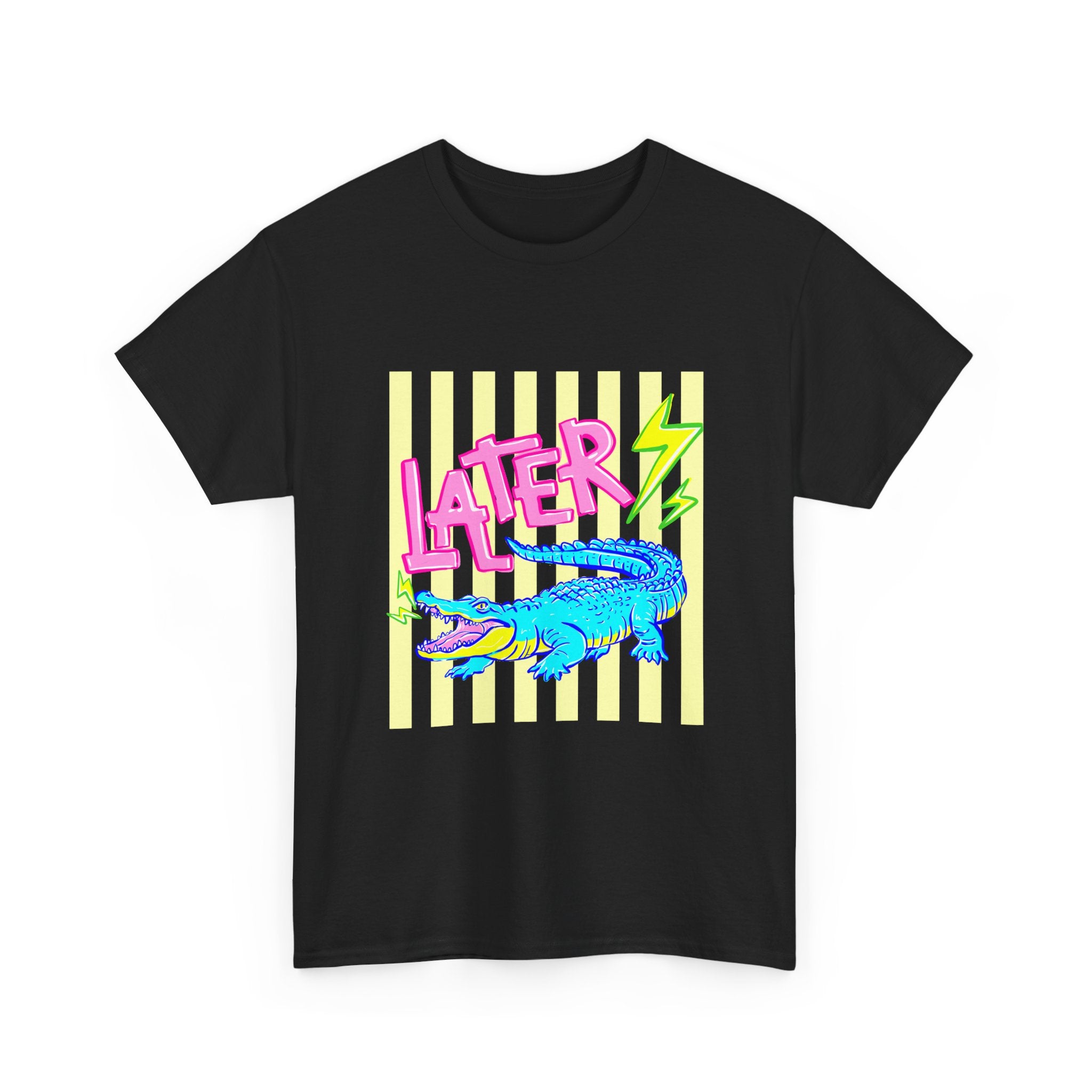 Later Gator Graphic Tee - Neon Retro Alligator Shirt